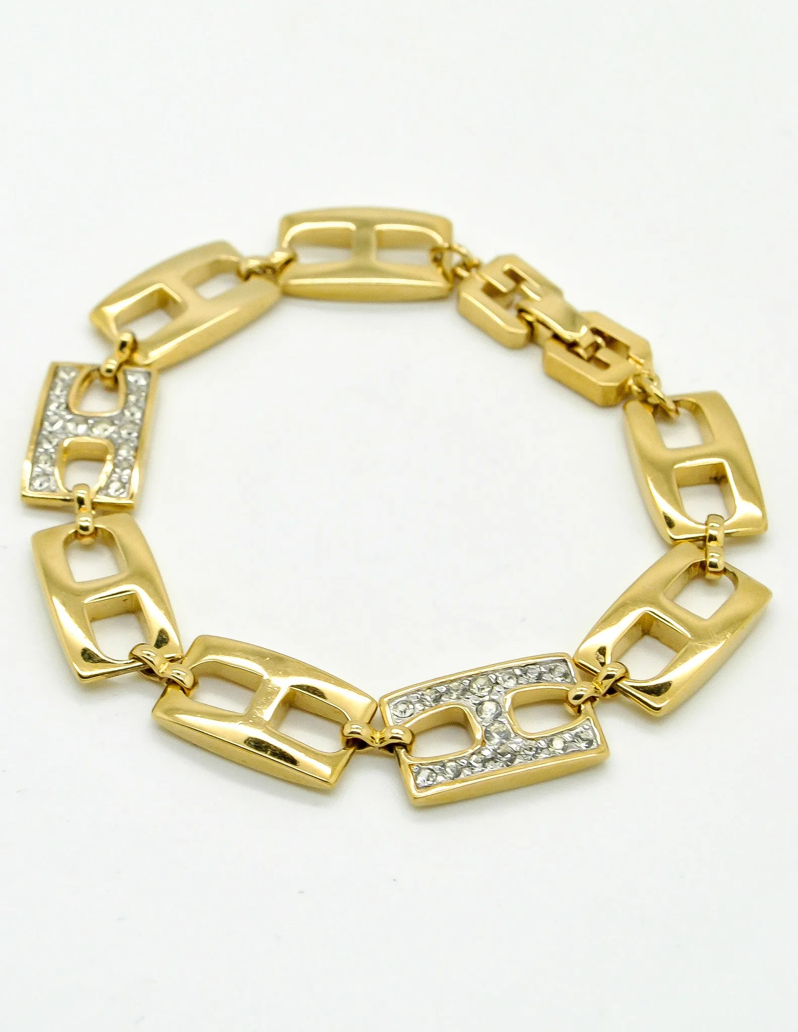 Givenchy Gold Rhinestone Link Bracelet