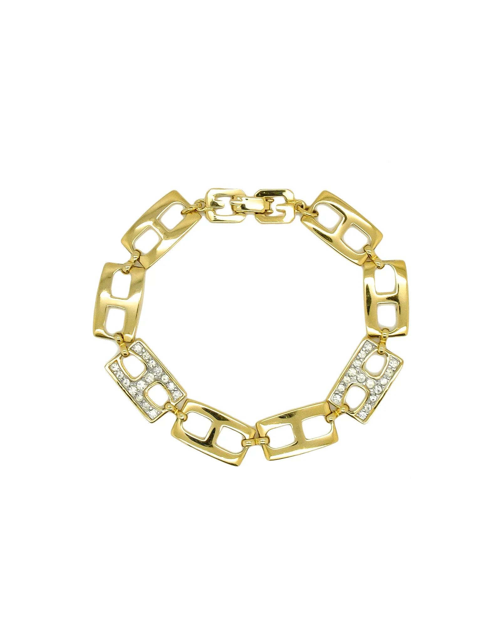 Givenchy Gold Rhinestone Link Bracelet