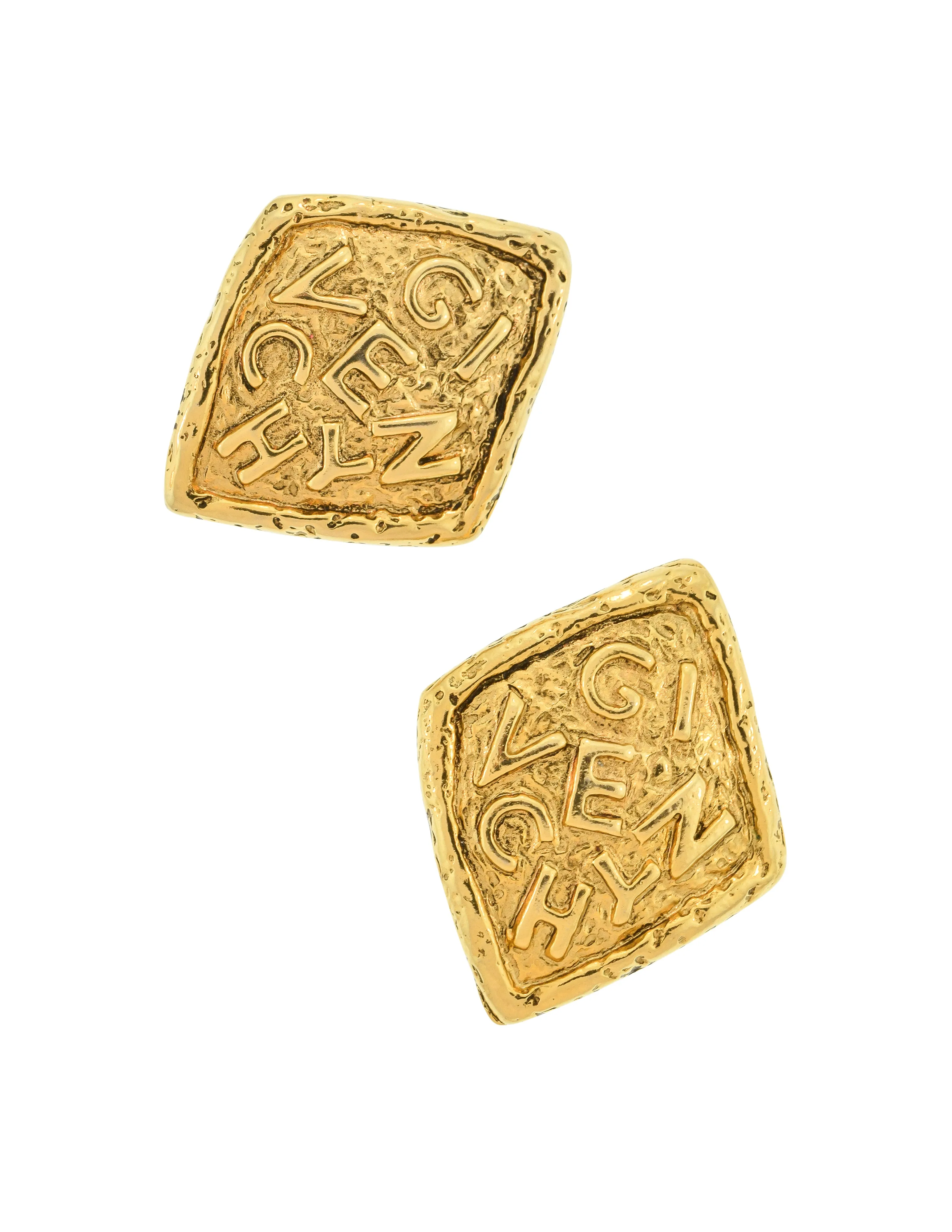 Givenchy Vintage Gold Statement Namesake Diamond Shaped Earrings