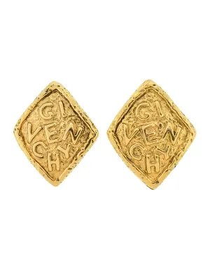 Givenchy Vintage Gold Statement Namesake Diamond Shaped Earrings