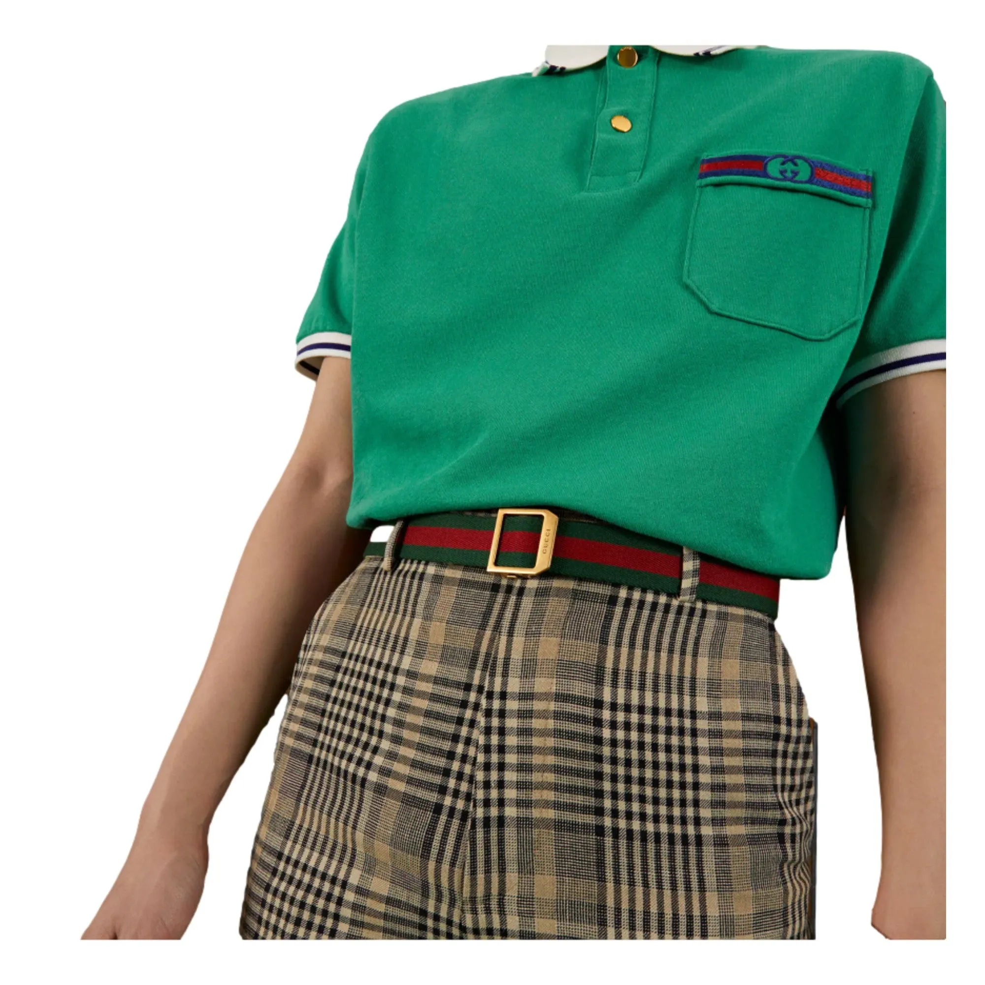 Gucci Web Stripe Red and Green Canvas Belt Size 80/32