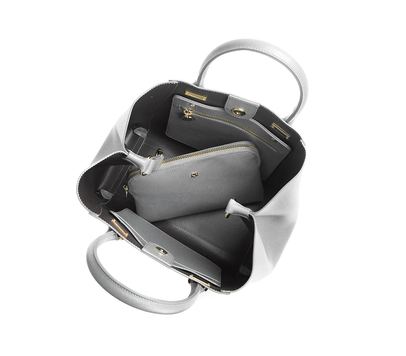 Gunas New York Jane Grey Vegan Leather Satchel