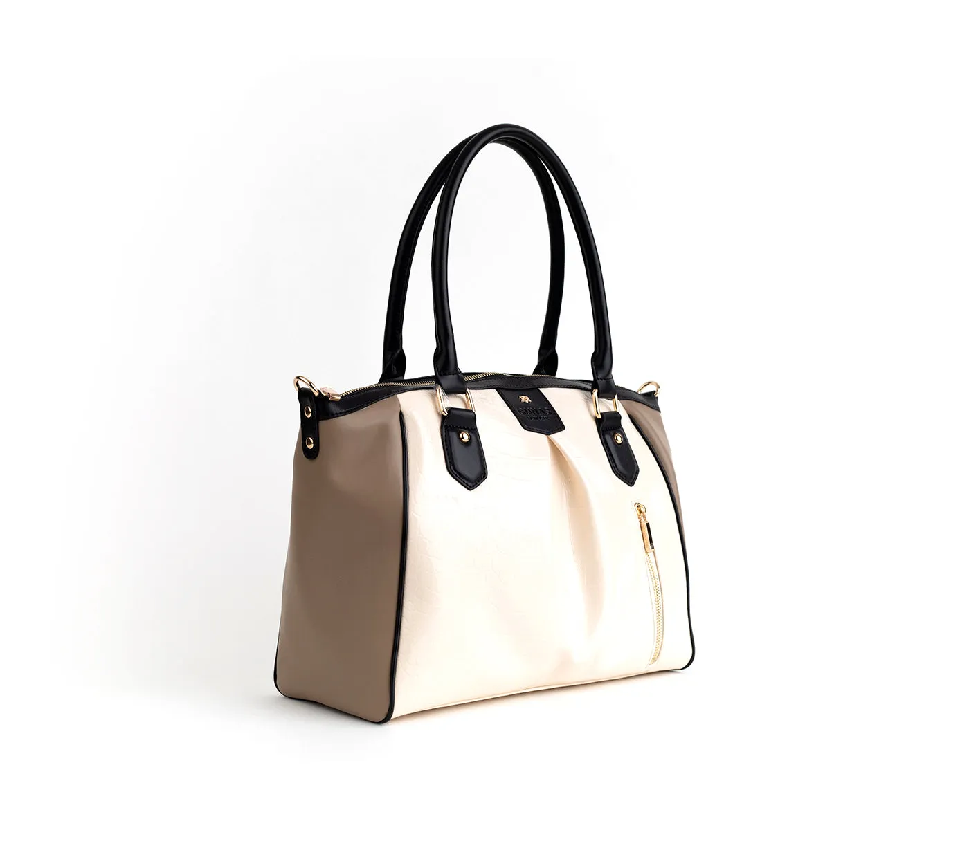 Gunas New York Madison Beige Trio Croc Vegan Shoulder Bag