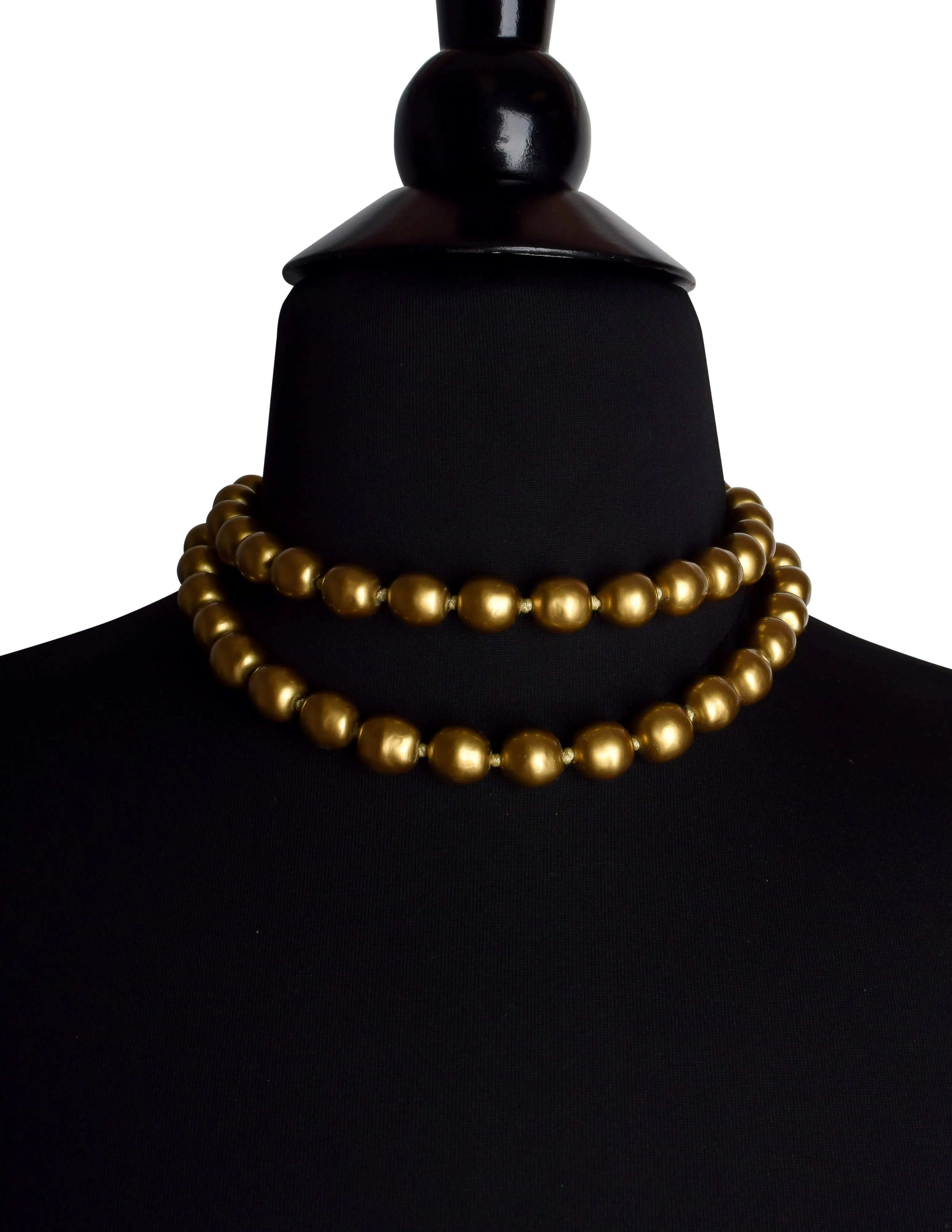 Karl Lagerfeld Vintage Bronzed Baroque Pearl Long Necklace