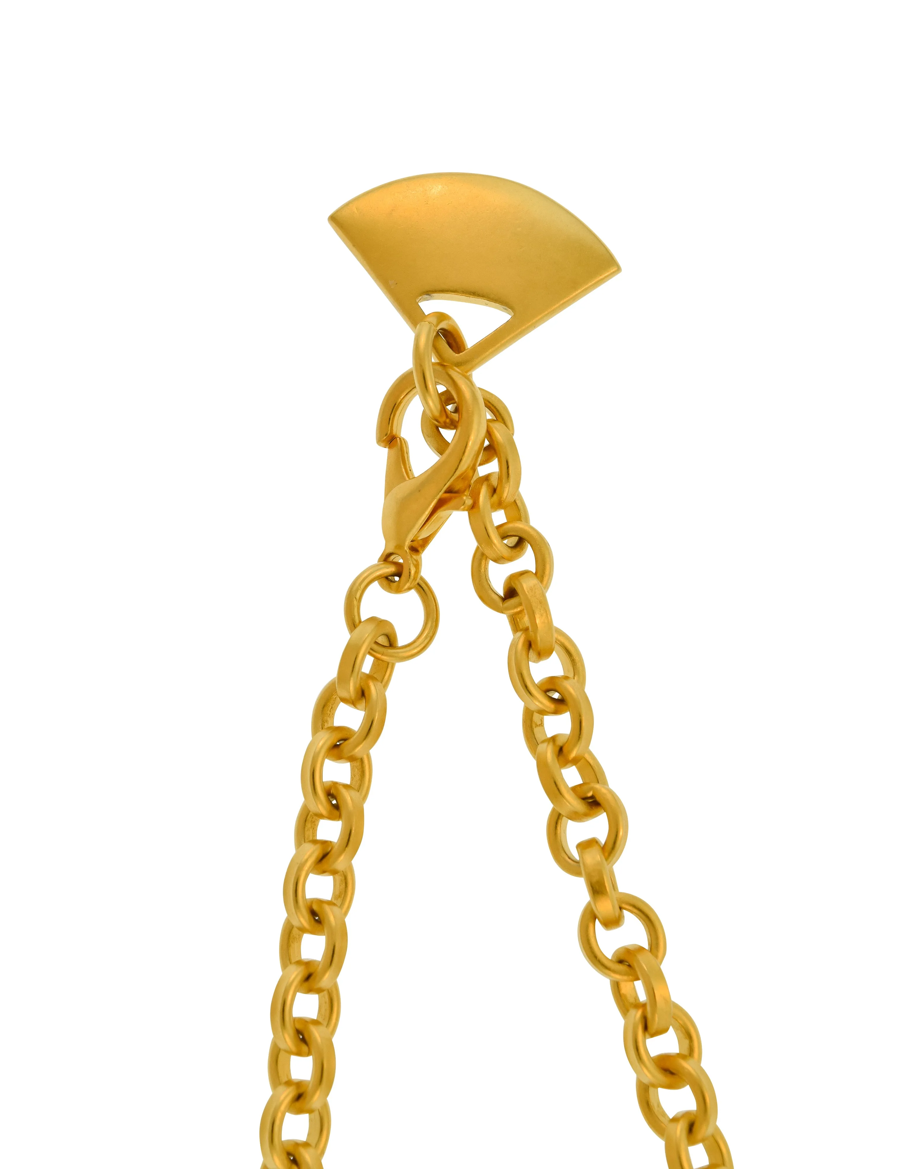 Karl Lagerfeld Vintage Brushed Gold Black Glass Padlock Pendant Necklace