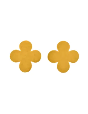 Karl Lagerfeld Vintage Brushed Gold Four Leaf Clover Earrings