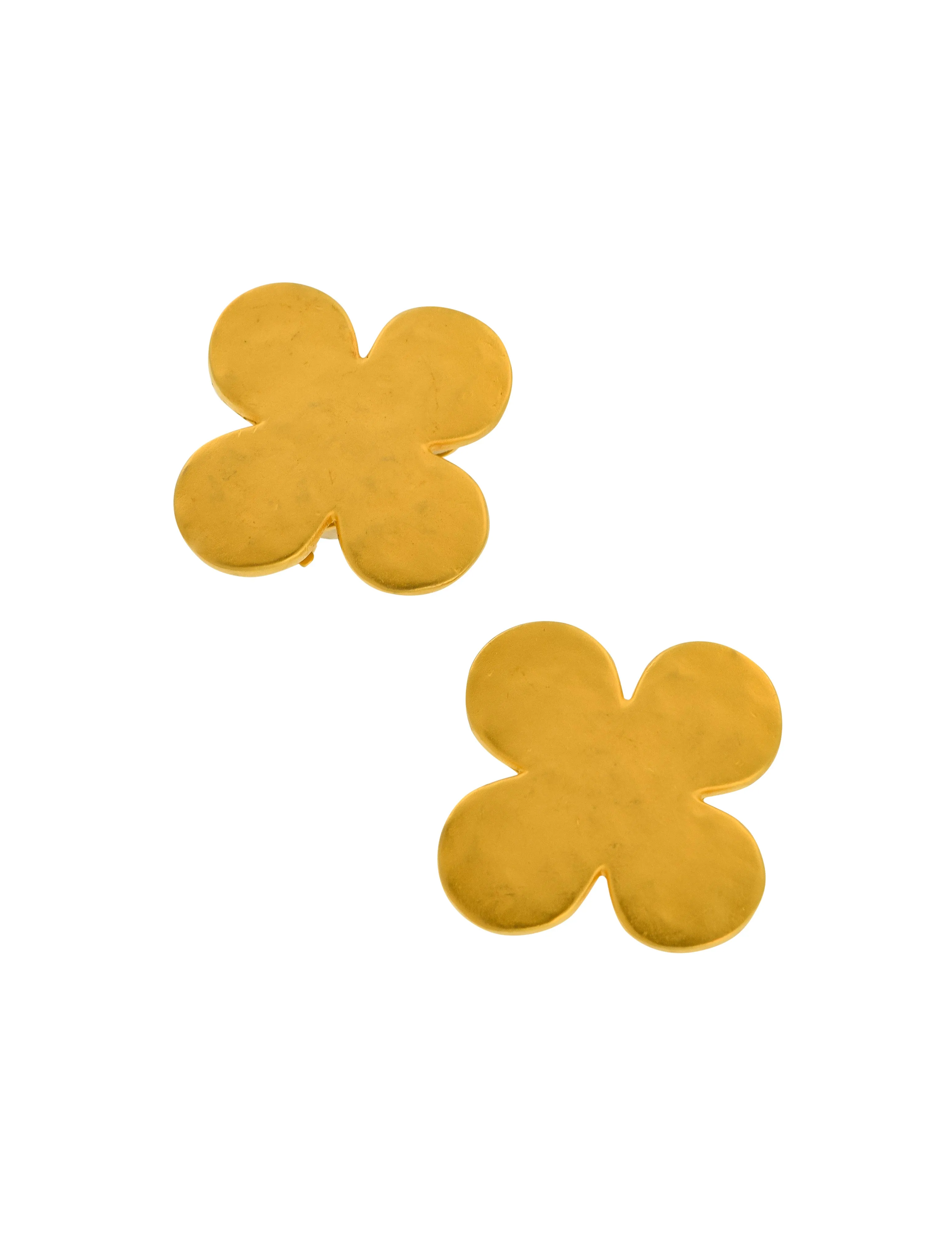 Karl Lagerfeld Vintage Brushed Gold Four Leaf Clover Earrings