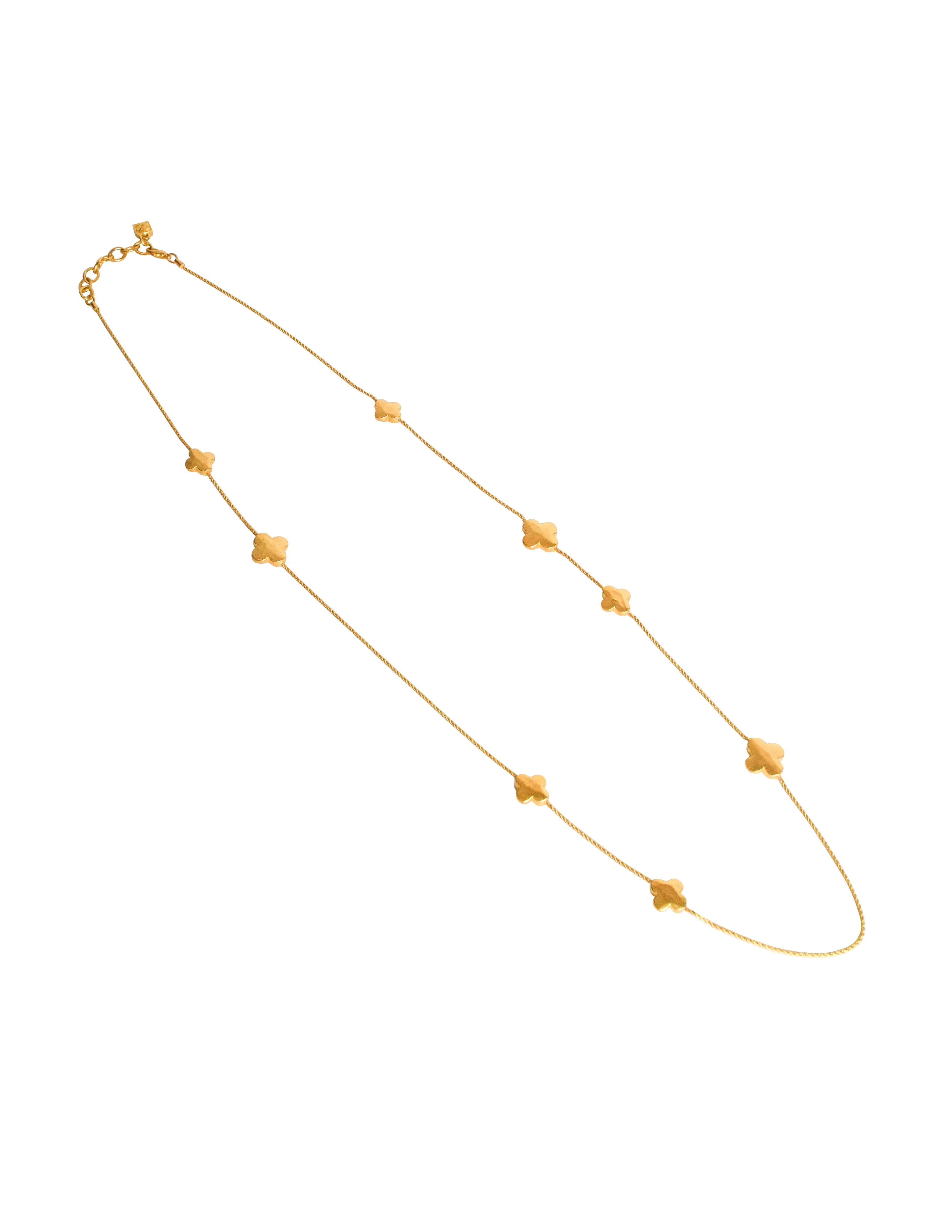 Karl Lagerfeld Vintage Brushed Gold Four Leaf Clover Necklace