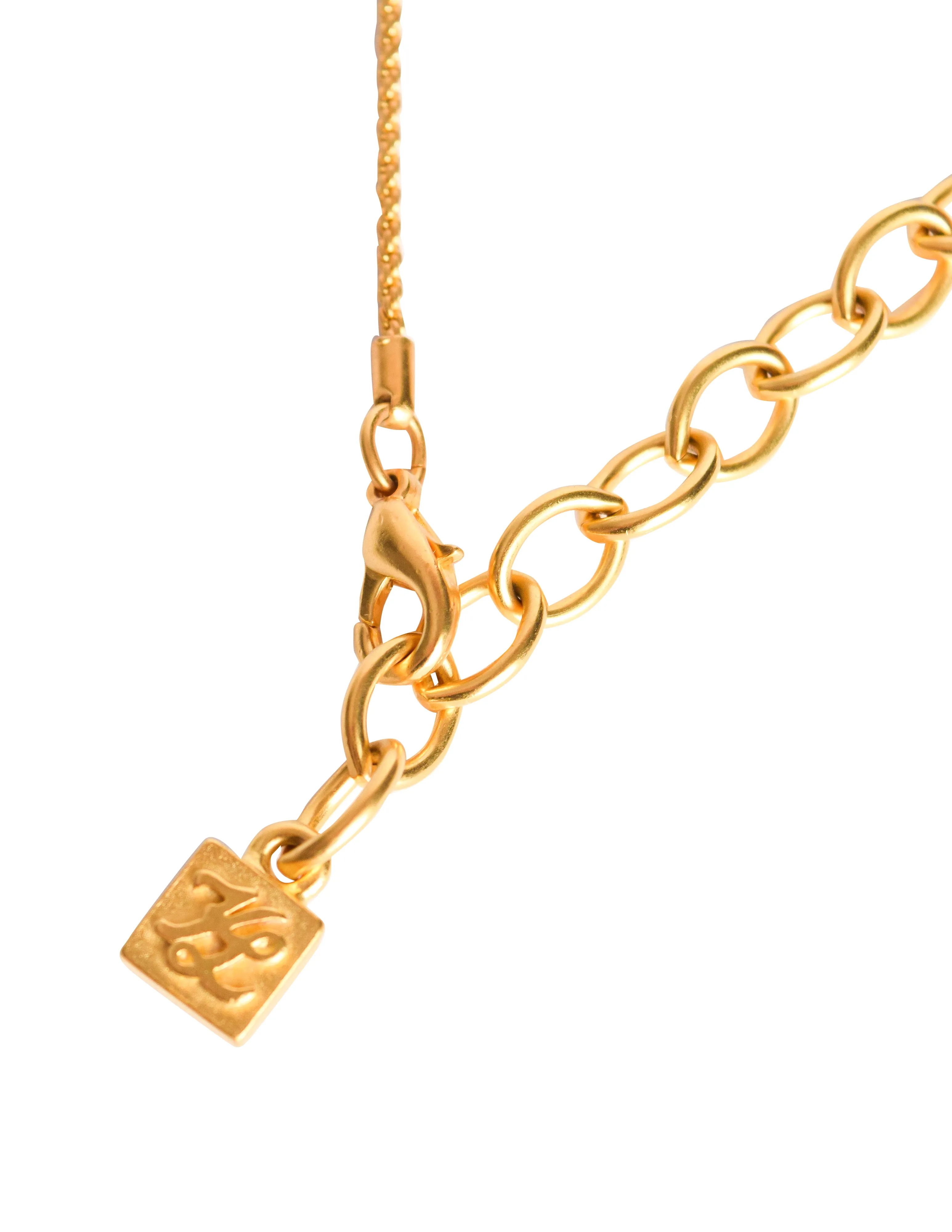 Karl Lagerfeld Vintage Brushed Gold Four Leaf Clover Necklace
