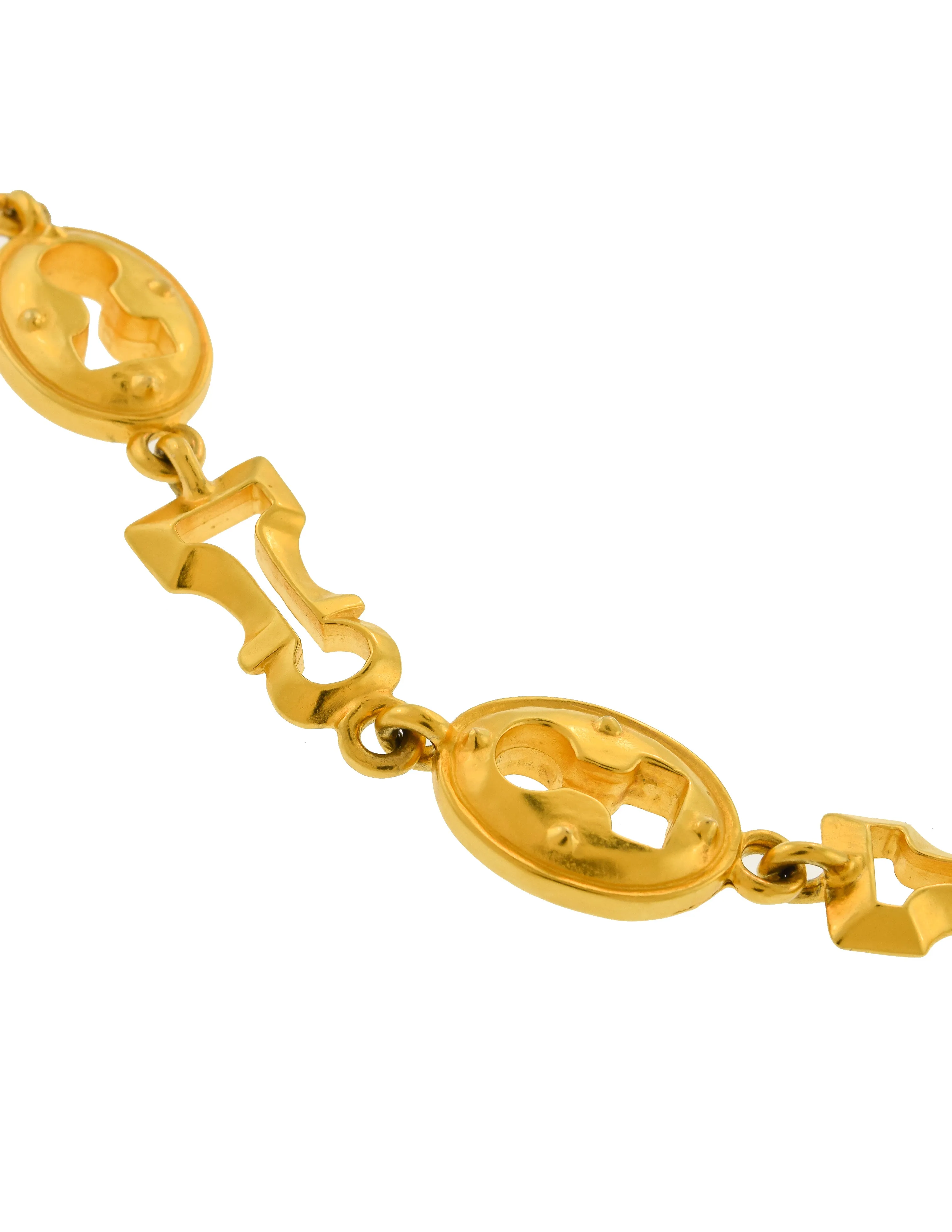 Karl Lagerfeld Vintage Brushed Gold Surrealist Keyhole Charm Link Bracelet