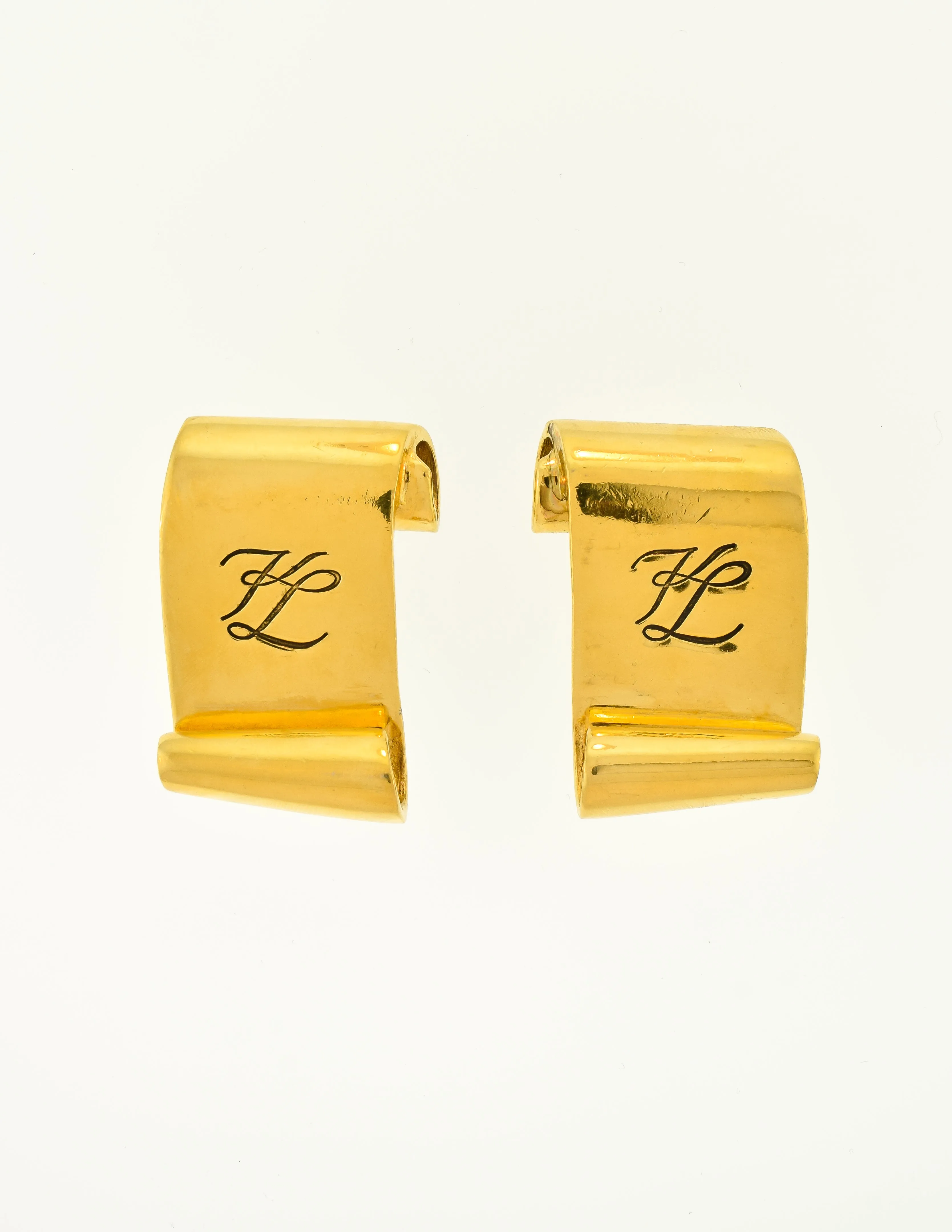 Karl Lagerfeld Vintage Gold Scroll Signature Earrings