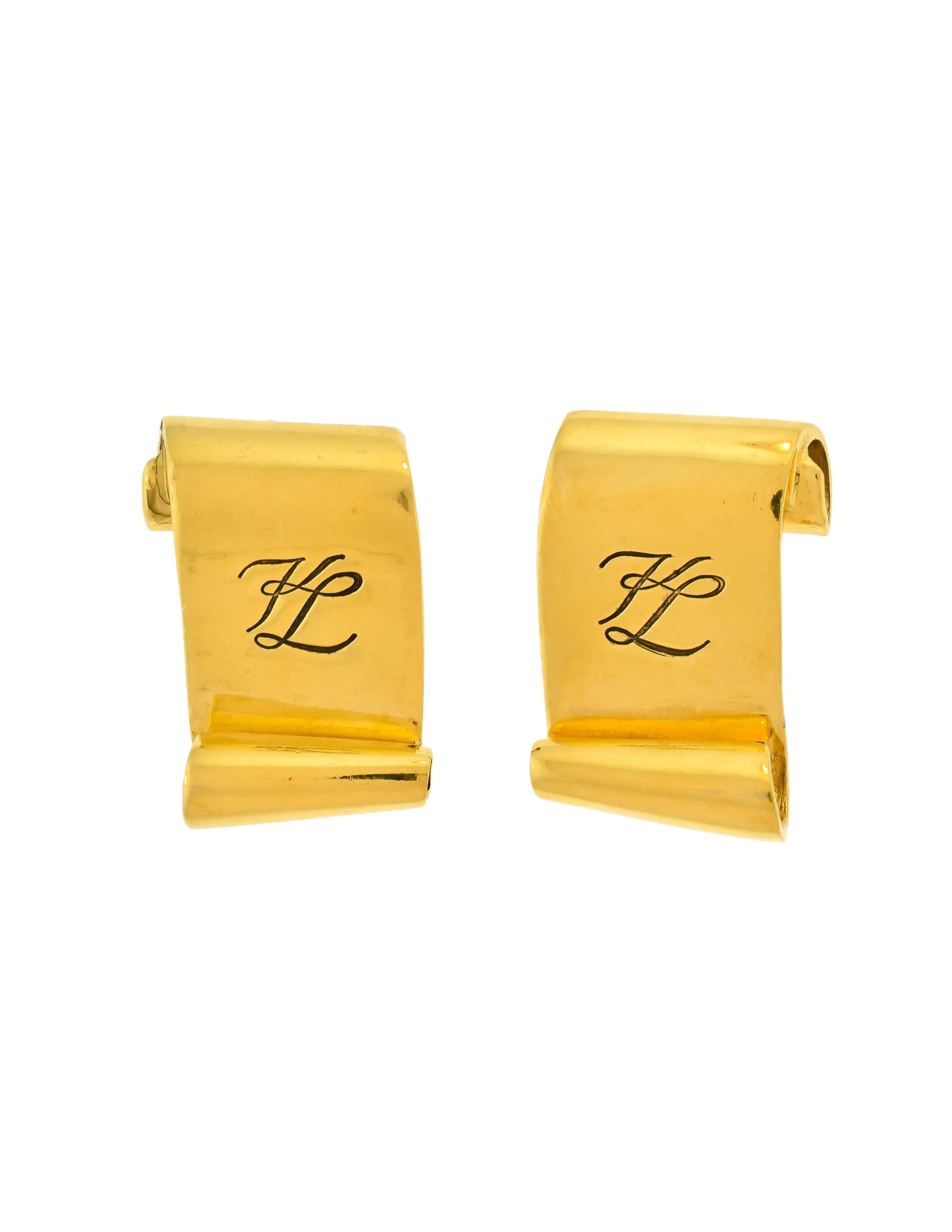 Karl Lagerfeld Vintage Gold Scroll Signature Earrings