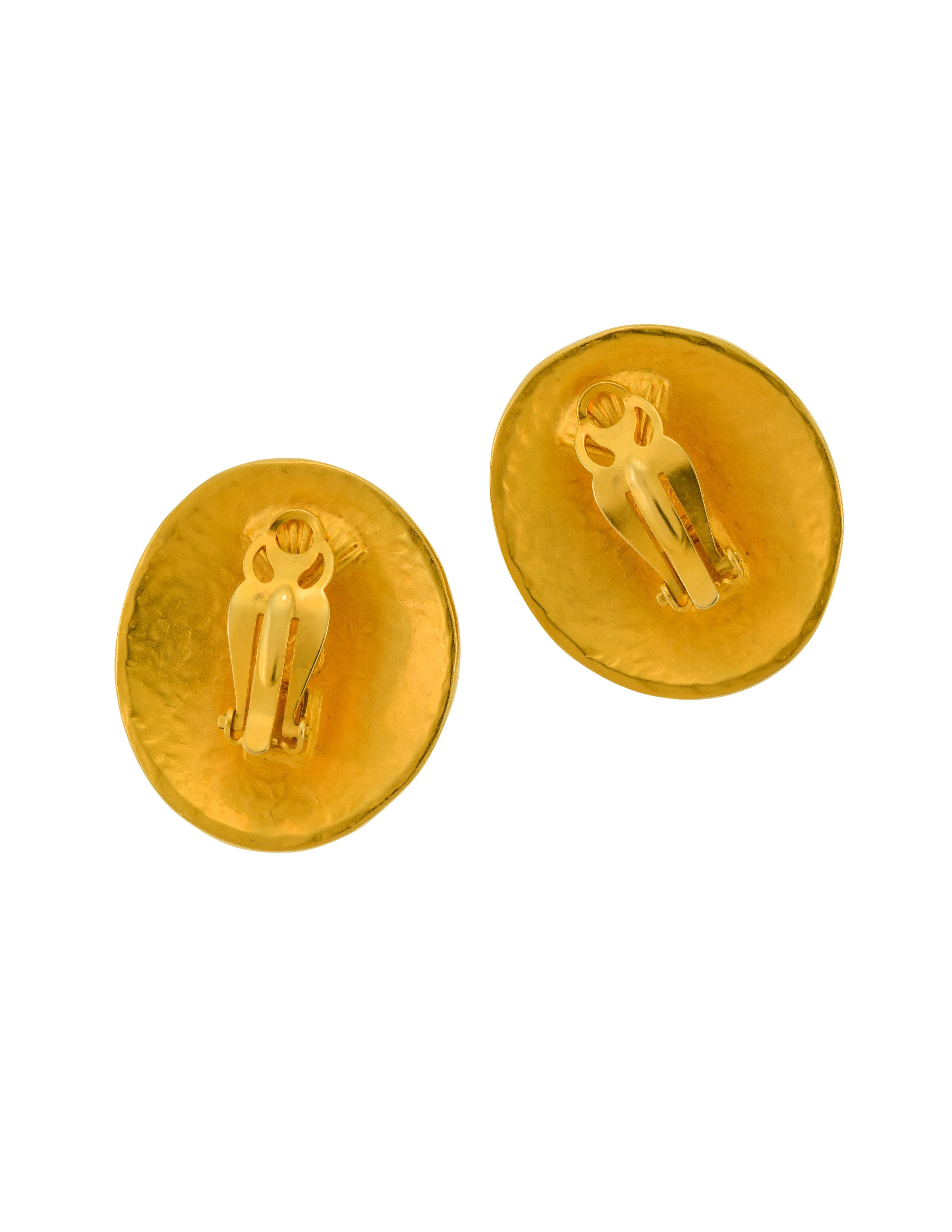 Karl Lagerfeld Vintage Large Brushed Gold Calla Lily Motif Earrings