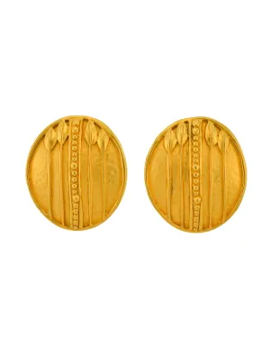 Karl Lagerfeld Vintage Large Brushed Gold Calla Lily Motif Earrings
