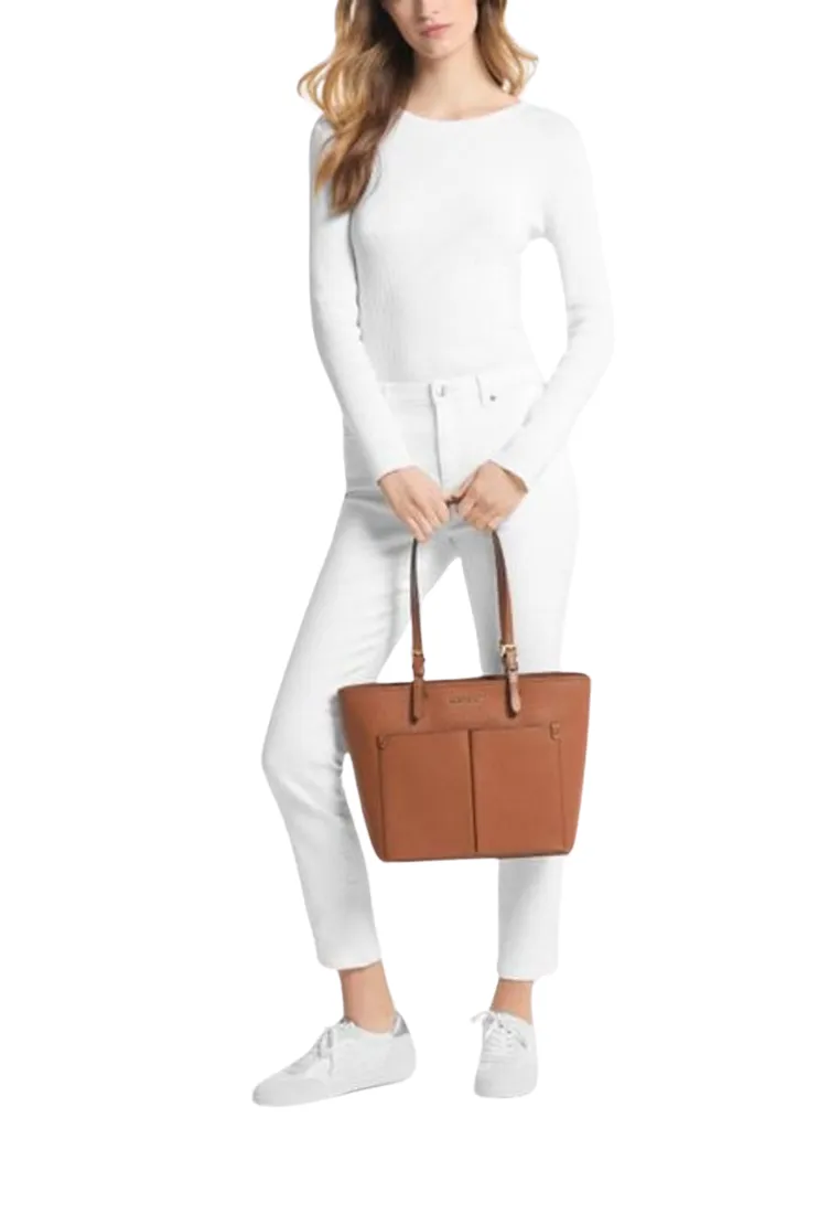 Michael Kors Jet Set Handbag Medium Pocket Tote Bag In Luggage 35F3GTVT8B