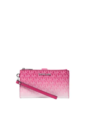 Michael Kors Jet Set Large Wristlet Ombre Signature Logo In Dragonfruit 35R5Stvw3V