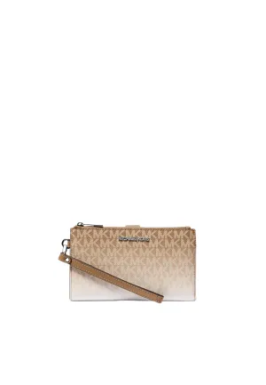 Michael Kors Jet Set Signature Logo Large Ombre Wallet In Husk 35R5STVW3V