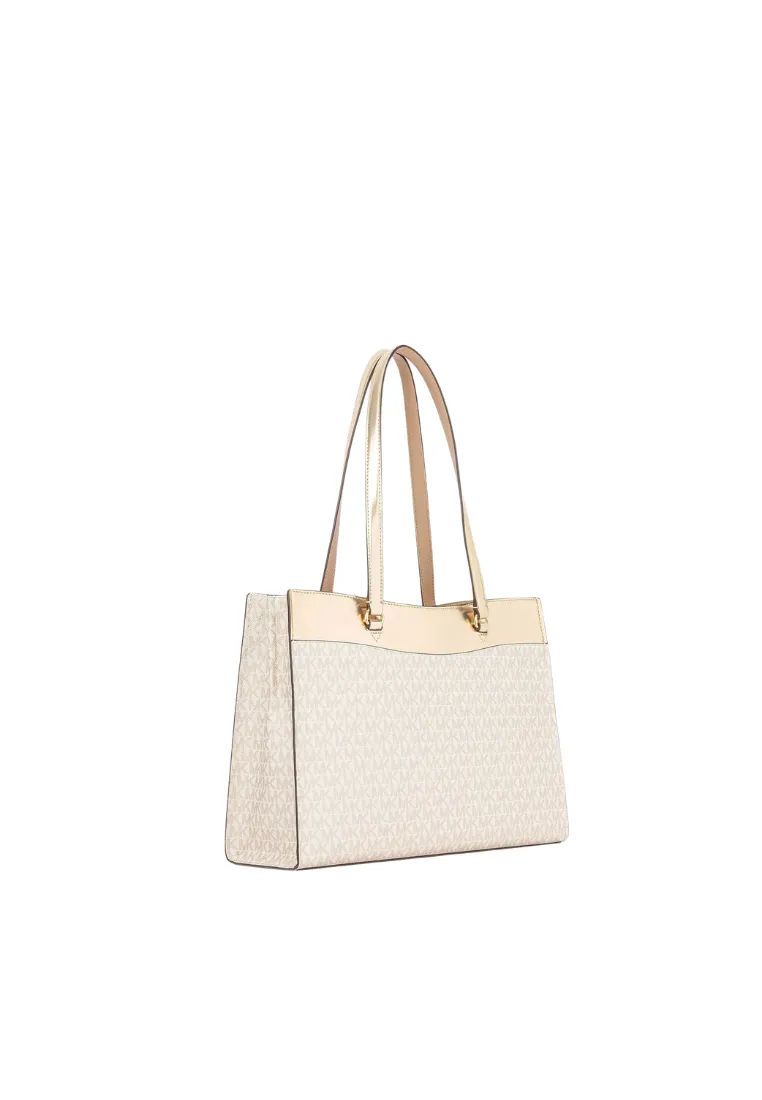 Michael Kors Jet Set Tote Bag Large Logo Functional Pockets In Pale Gold 35F4GTVT3V