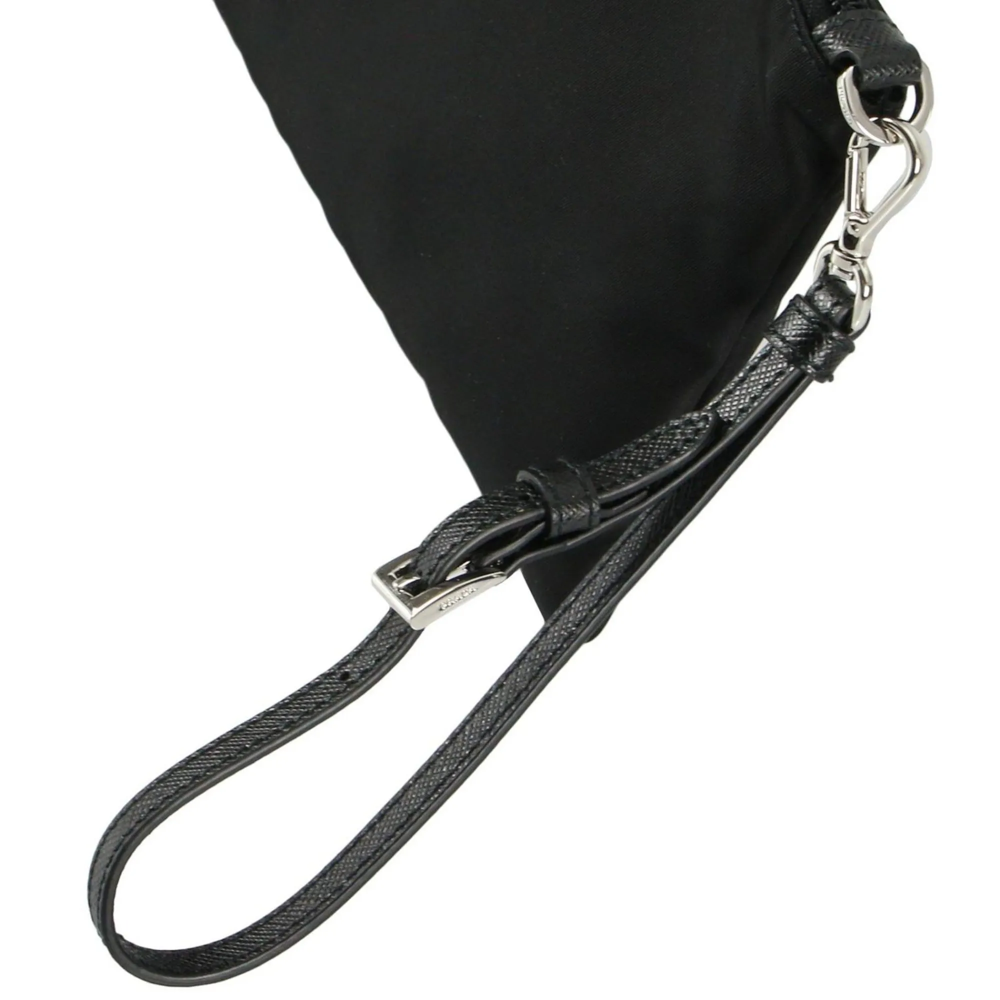 Prada Black Tessuto Nylon Pouch Prada Triangle Logo Wristlet Clutch Bag