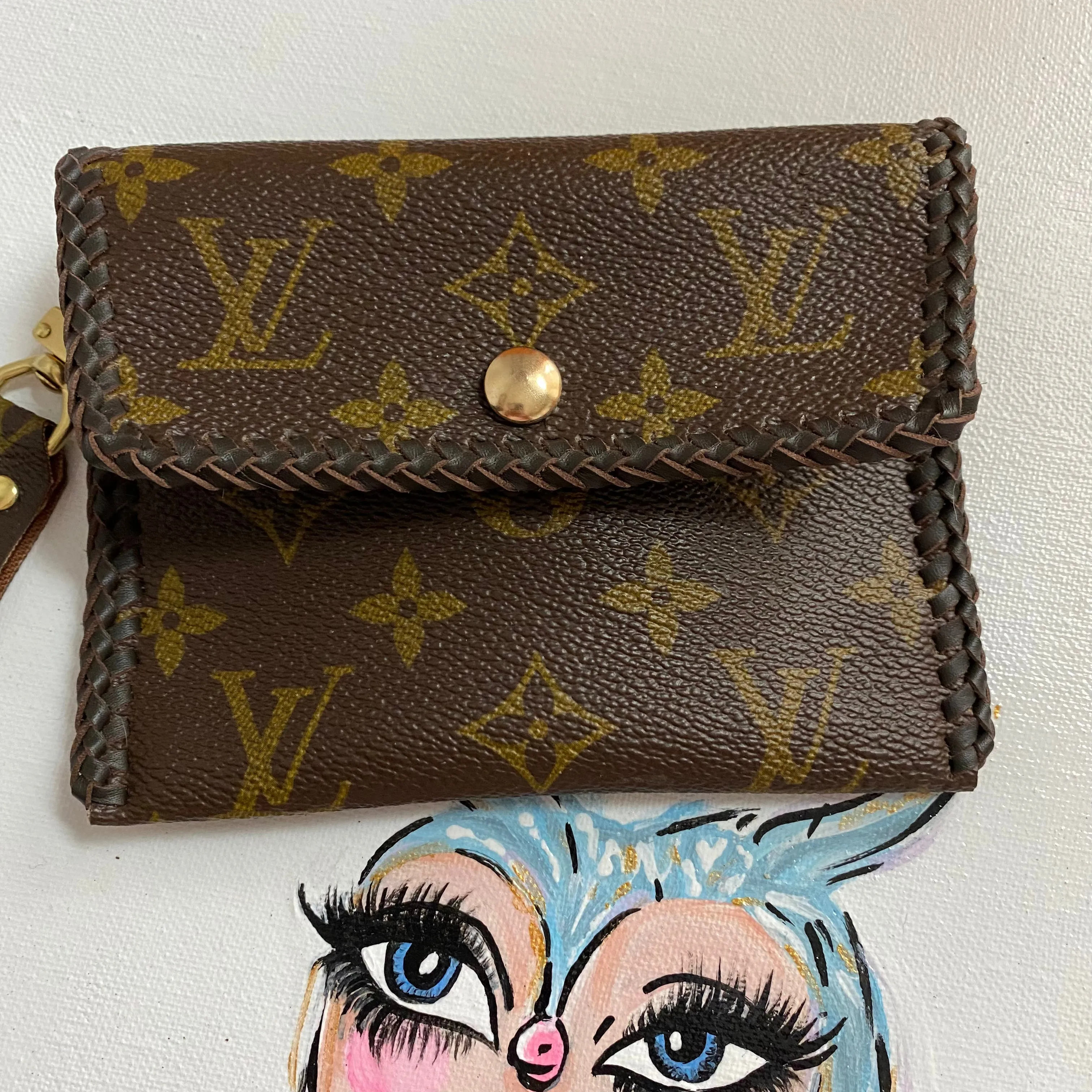 The Cardinal - Monogram Card Holder/Wallet/Wristlet in Chocolate