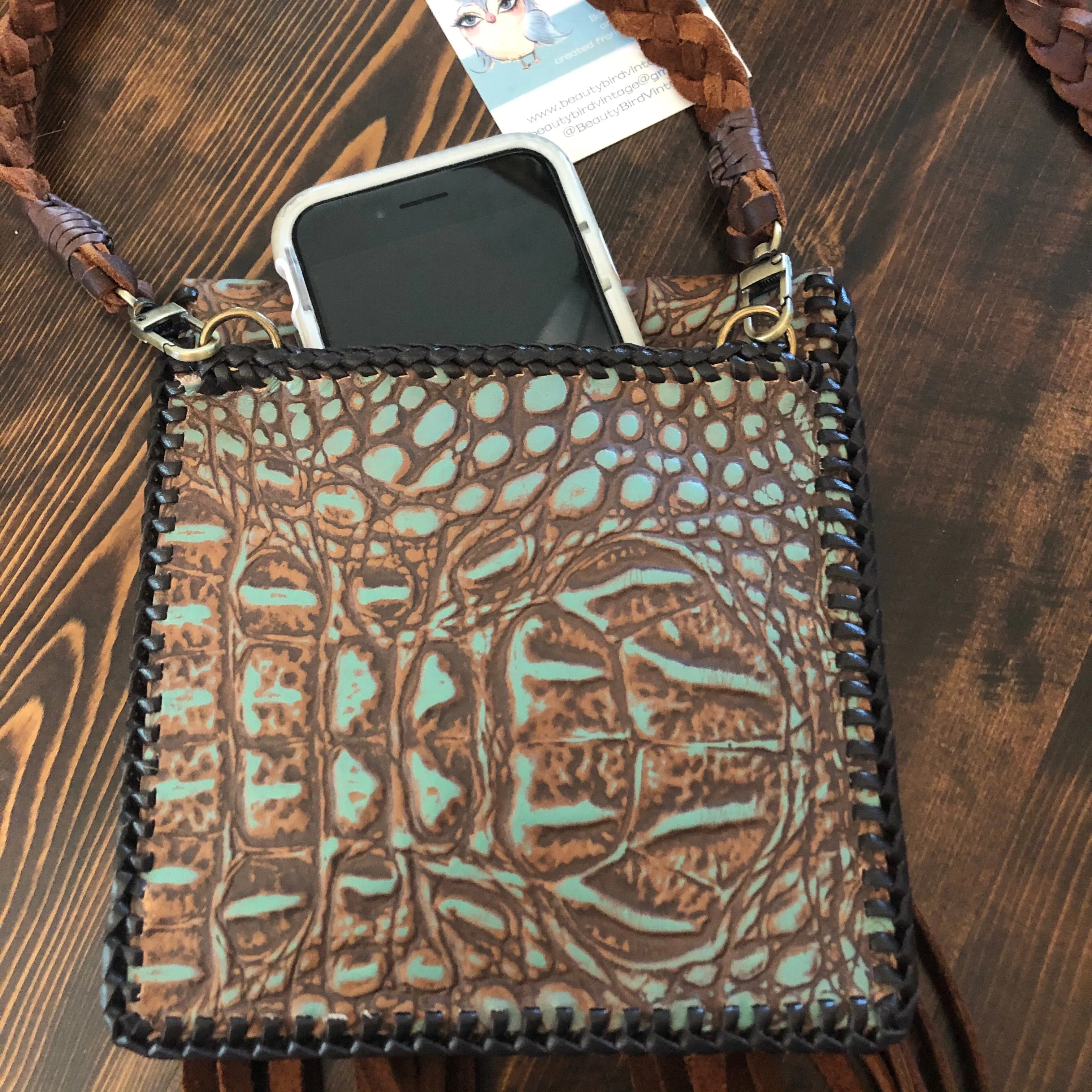 The Hawk - Brown Vintage Clutch/Wristlet/Crossbody Bag