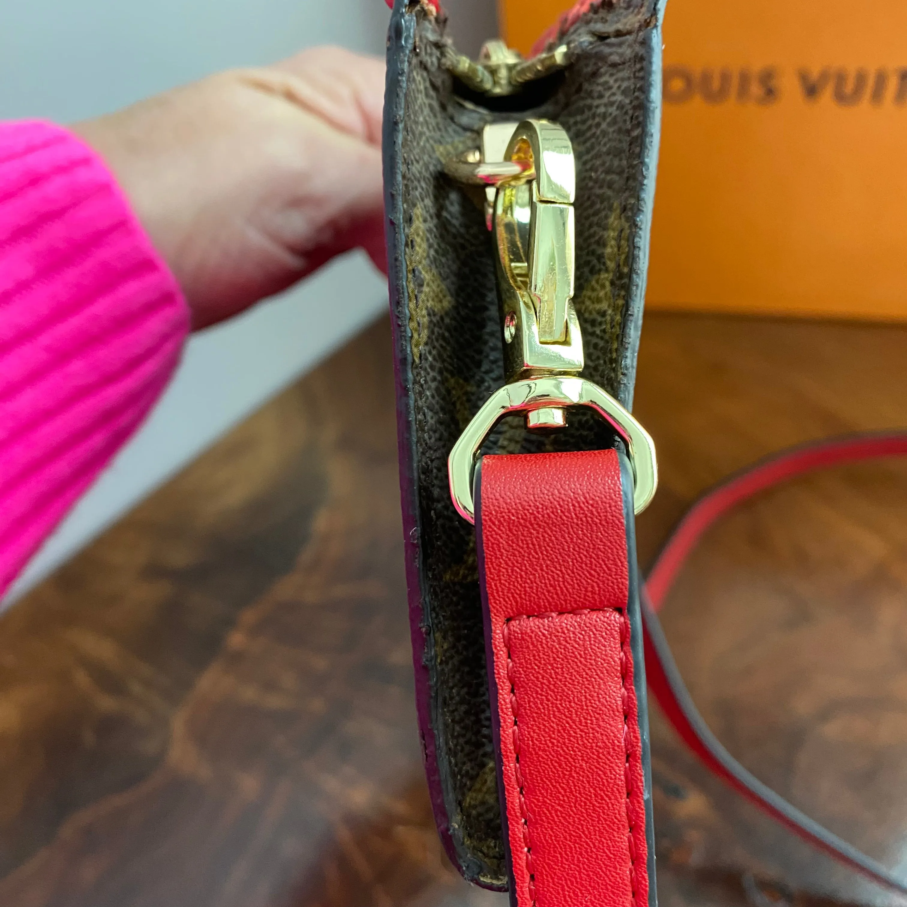 The Junco Crossbody - Vintage Monogram in Red