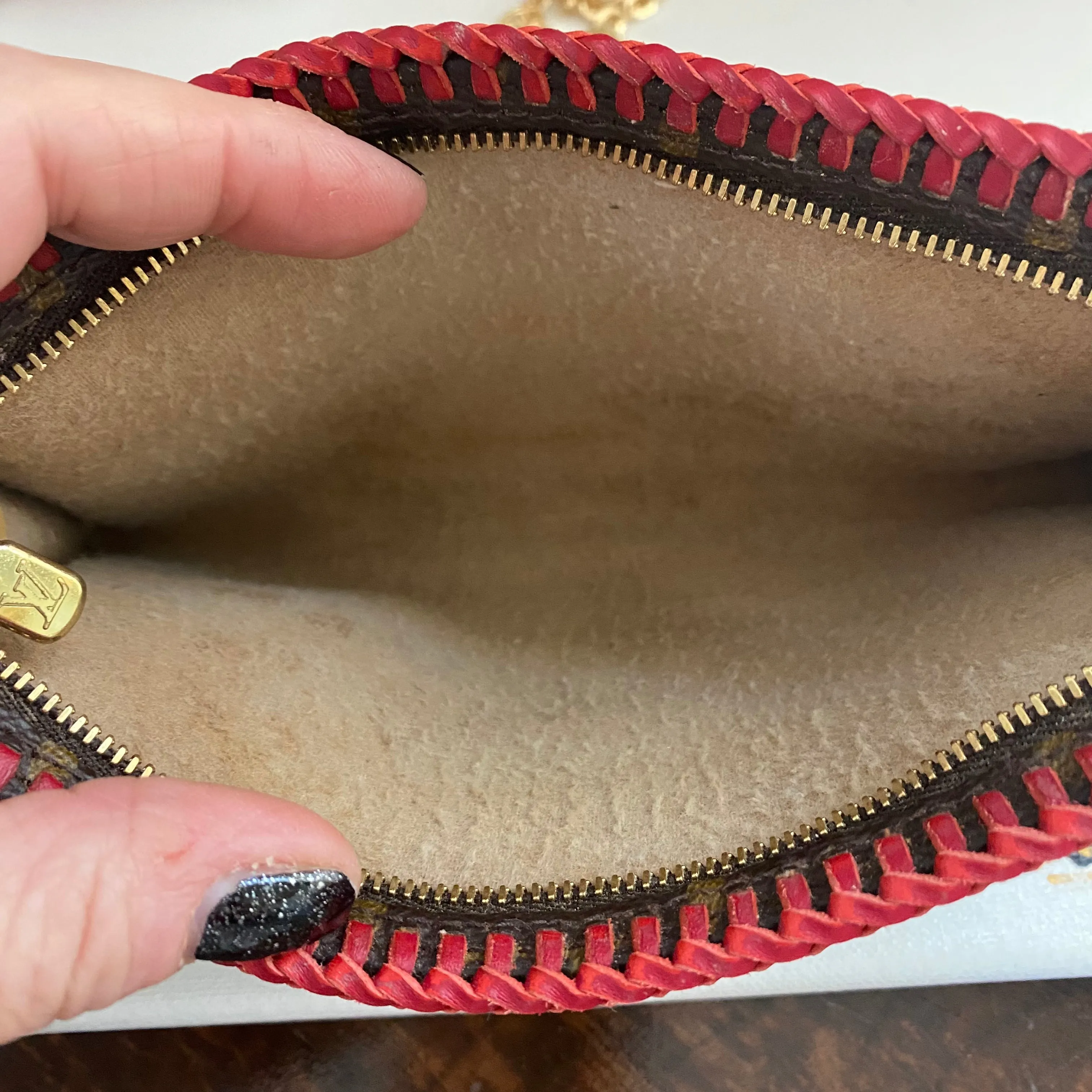 The Junco Crossbody - Vintage Monogram in Red