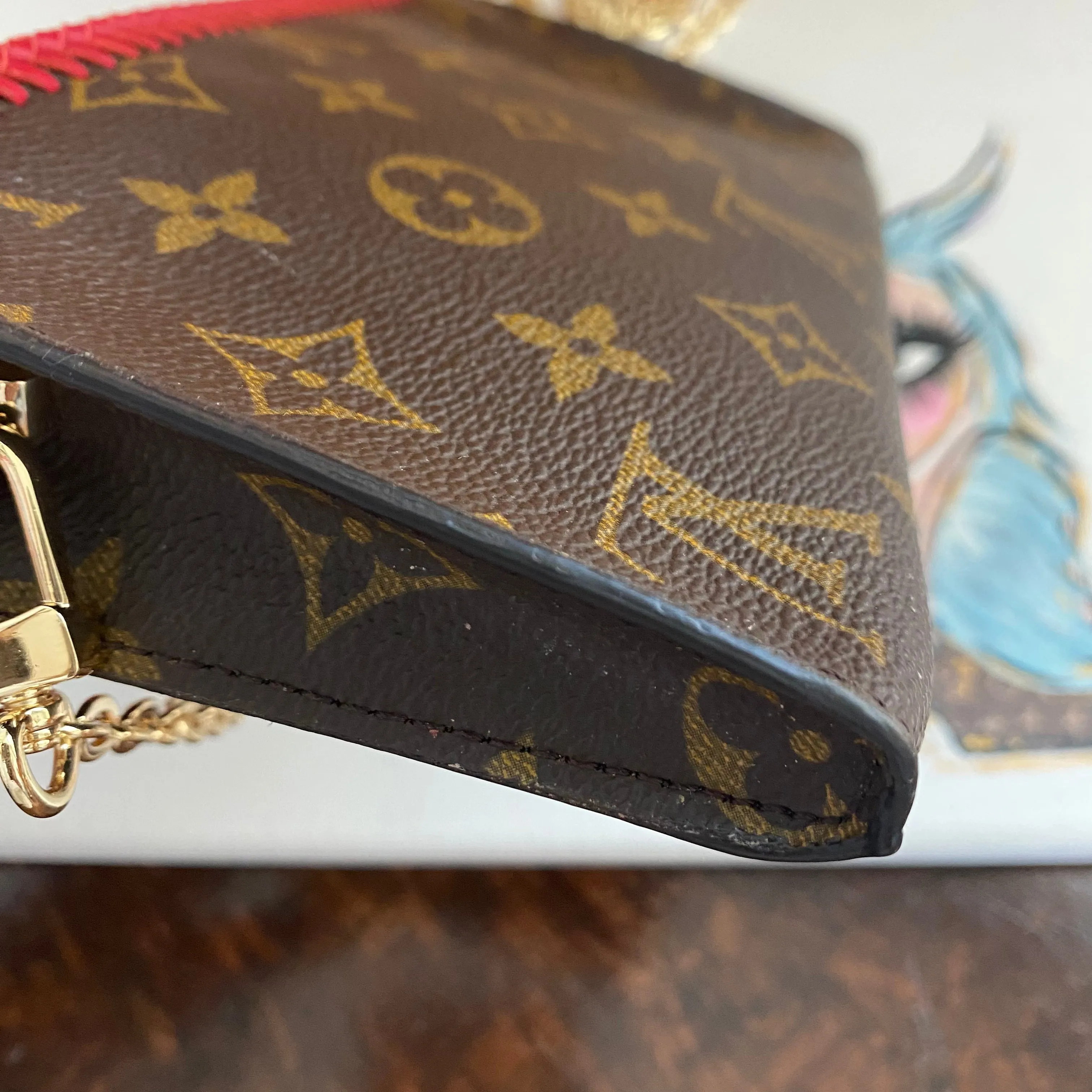 The Junco Crossbody - Vintage Monogram in Red