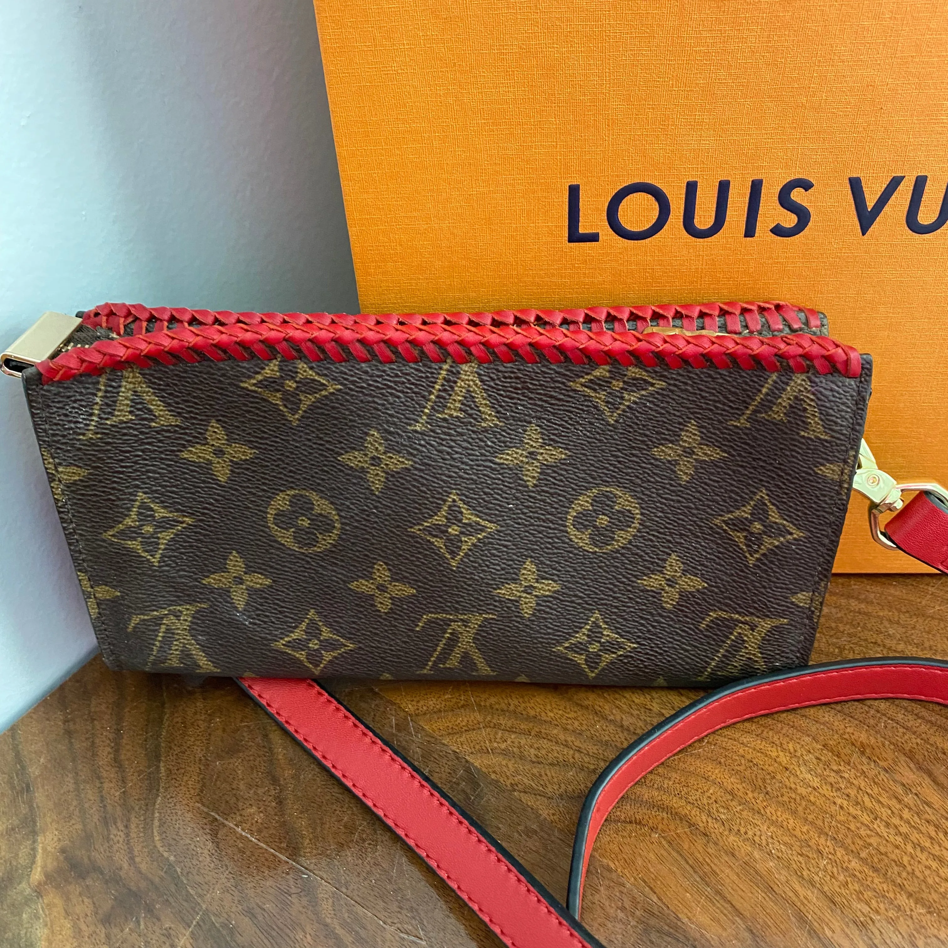 The Junco Crossbody - Vintage Monogram in Red