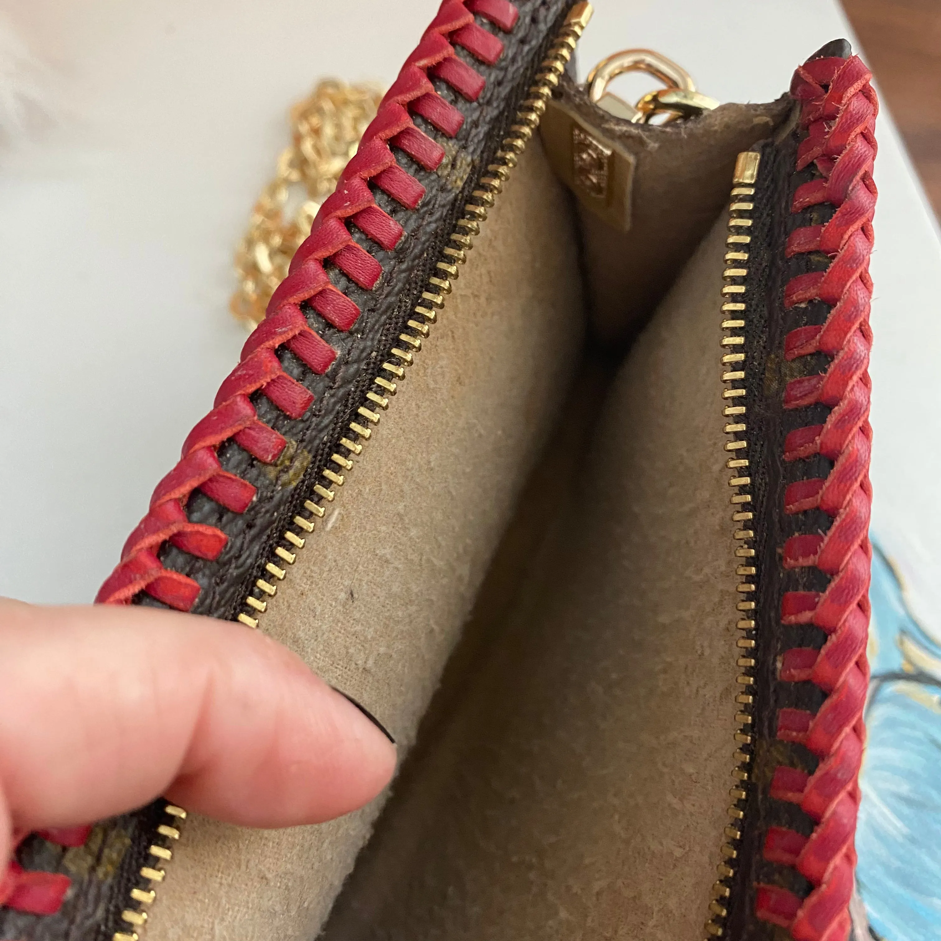 The Junco Crossbody - Vintage Monogram in Red