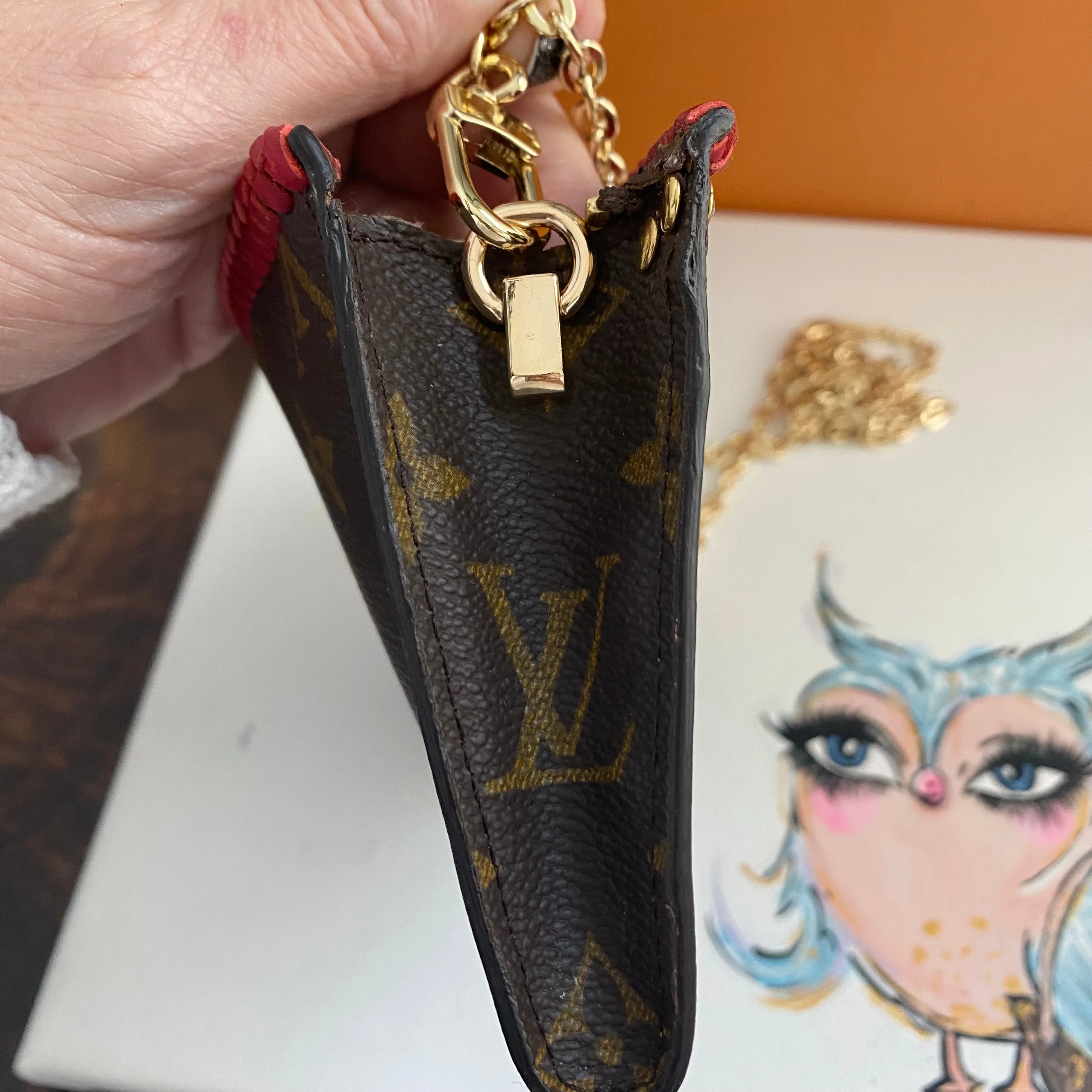 The Junco Crossbody - Vintage Monogram in Red