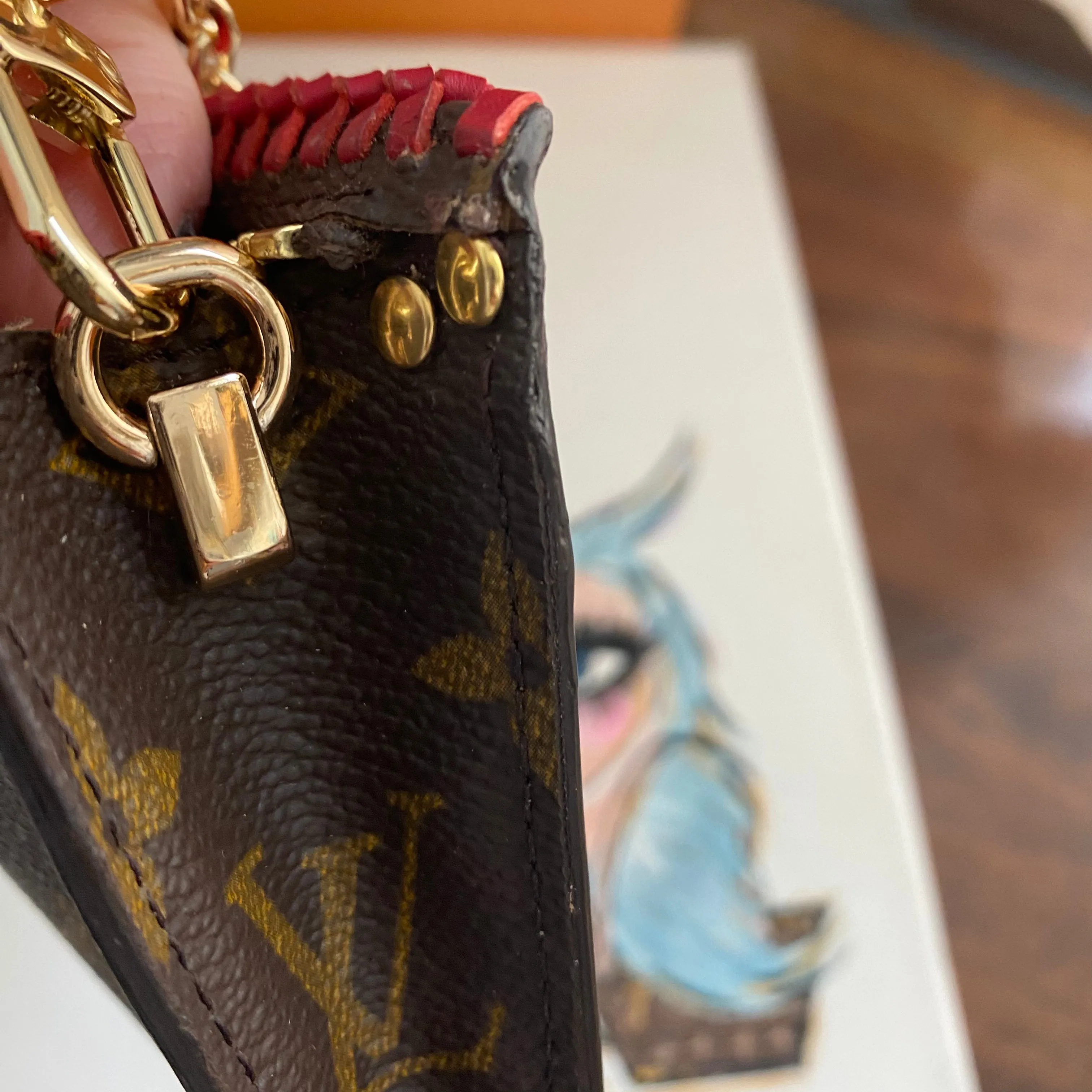 The Junco Crossbody - Vintage Monogram in Red