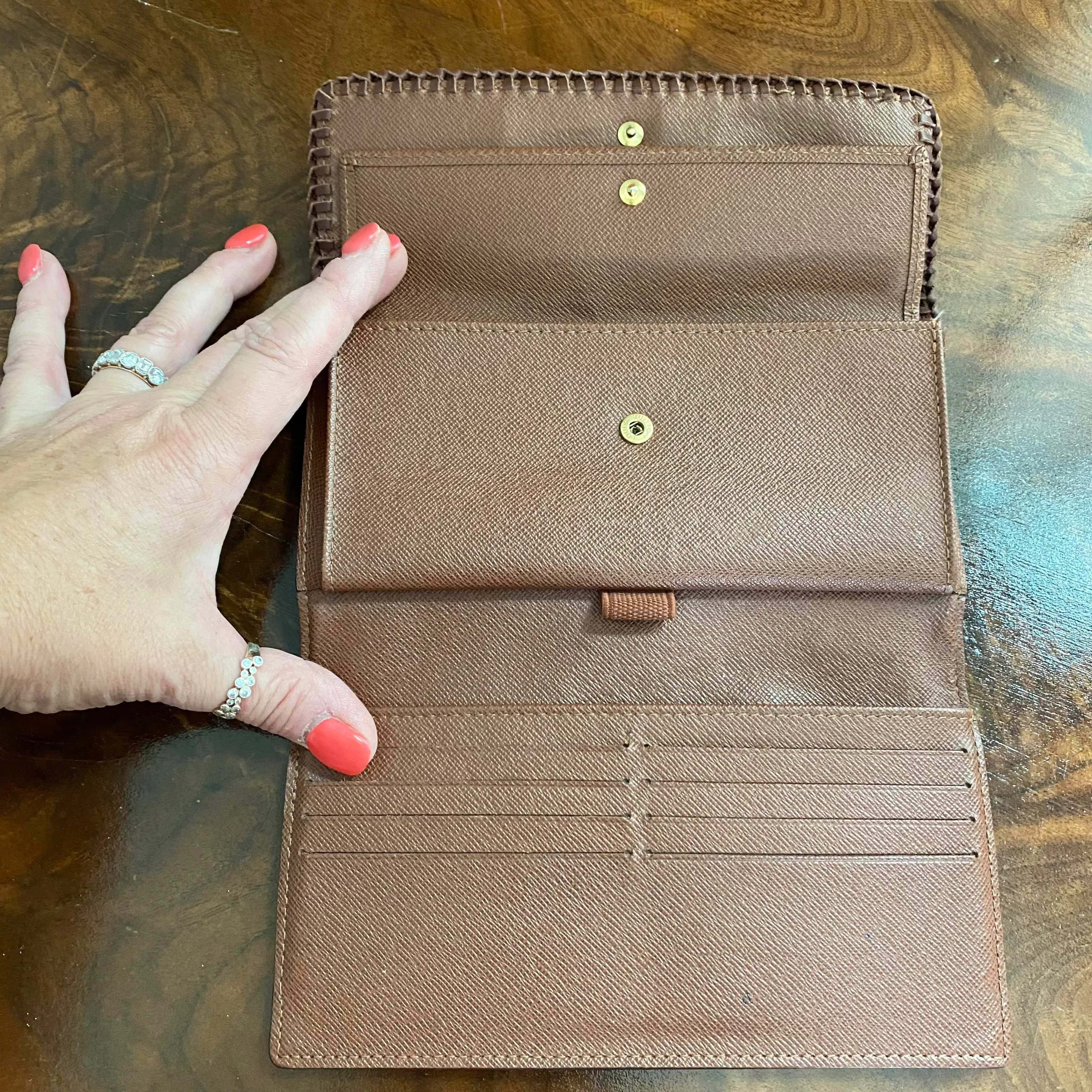 The Junco Wallet Wristlet - Vintage Monogram in Brown