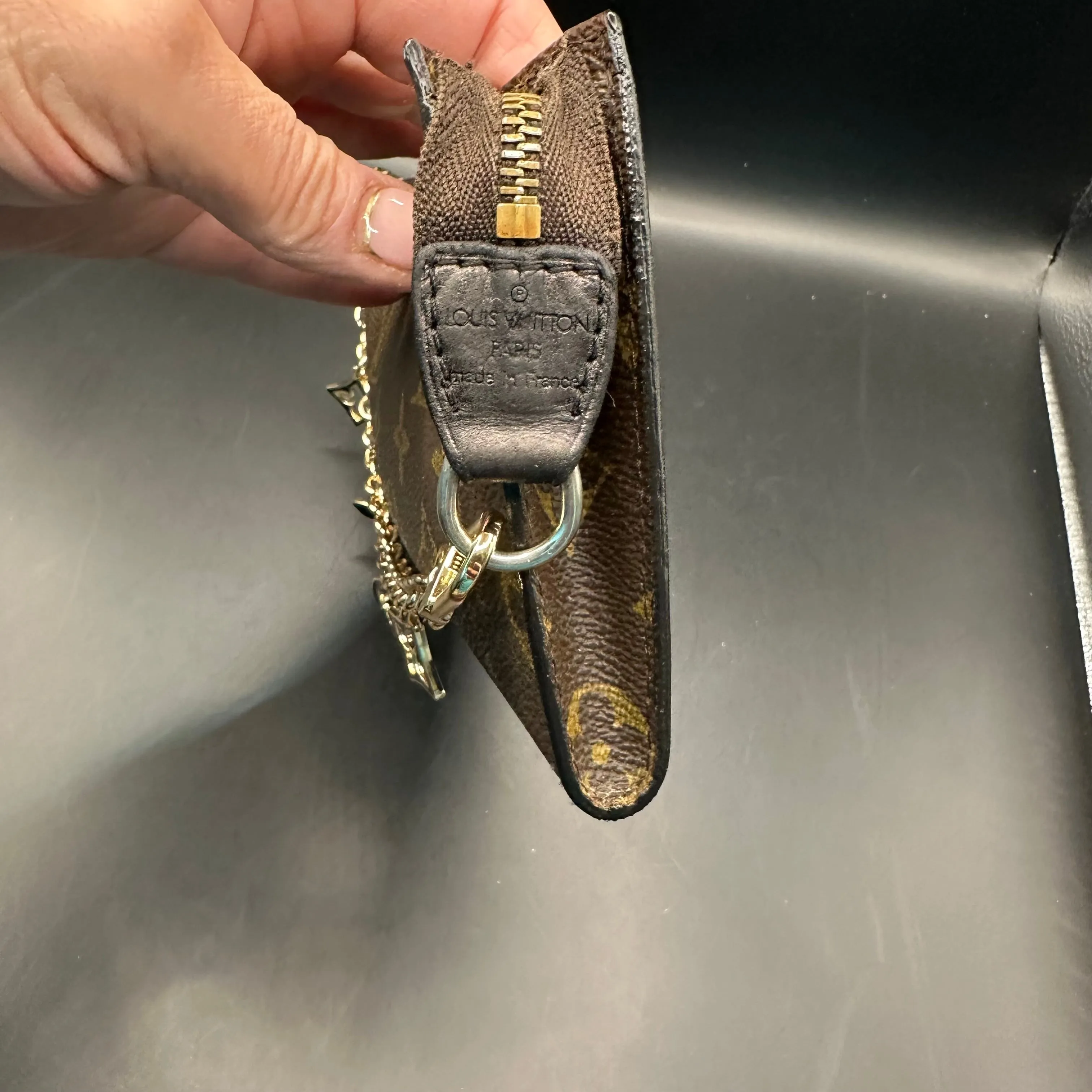 The Junco Wristlet - Vintage Monogram in Black