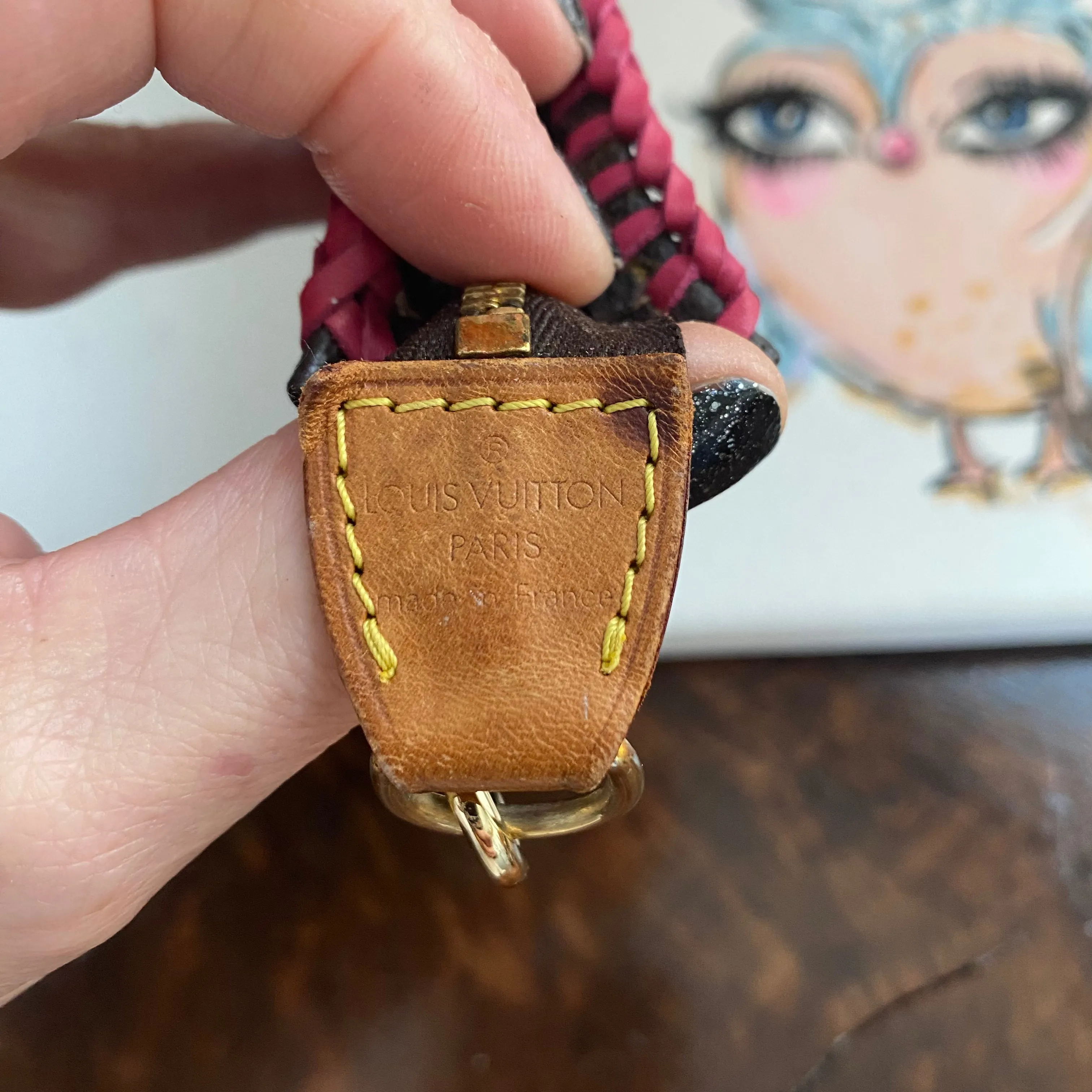The Junco Wristlet - Vintage Monogram in Hot Pink
