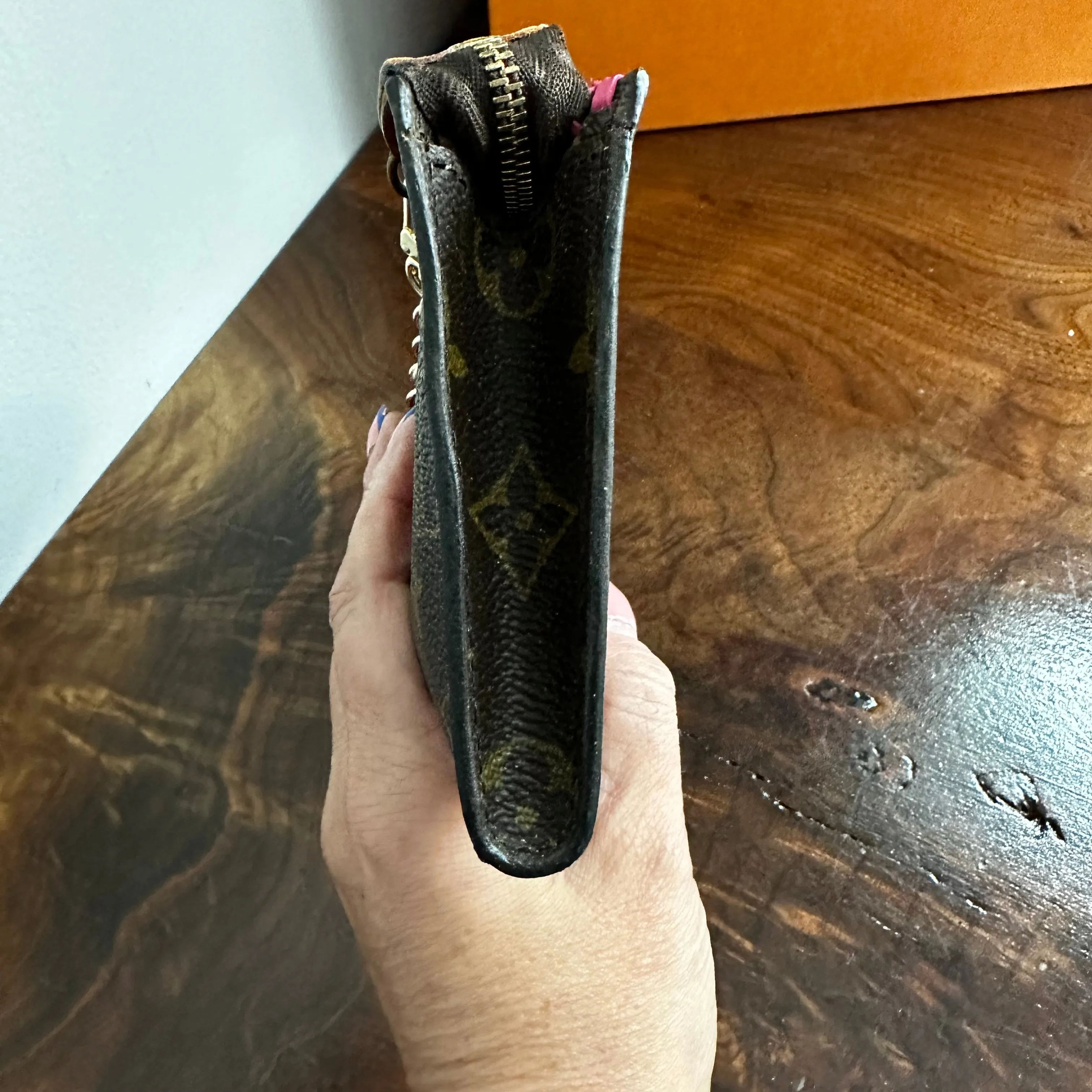 The Junco Wristlet - Vintage Monogram in Hot Pink