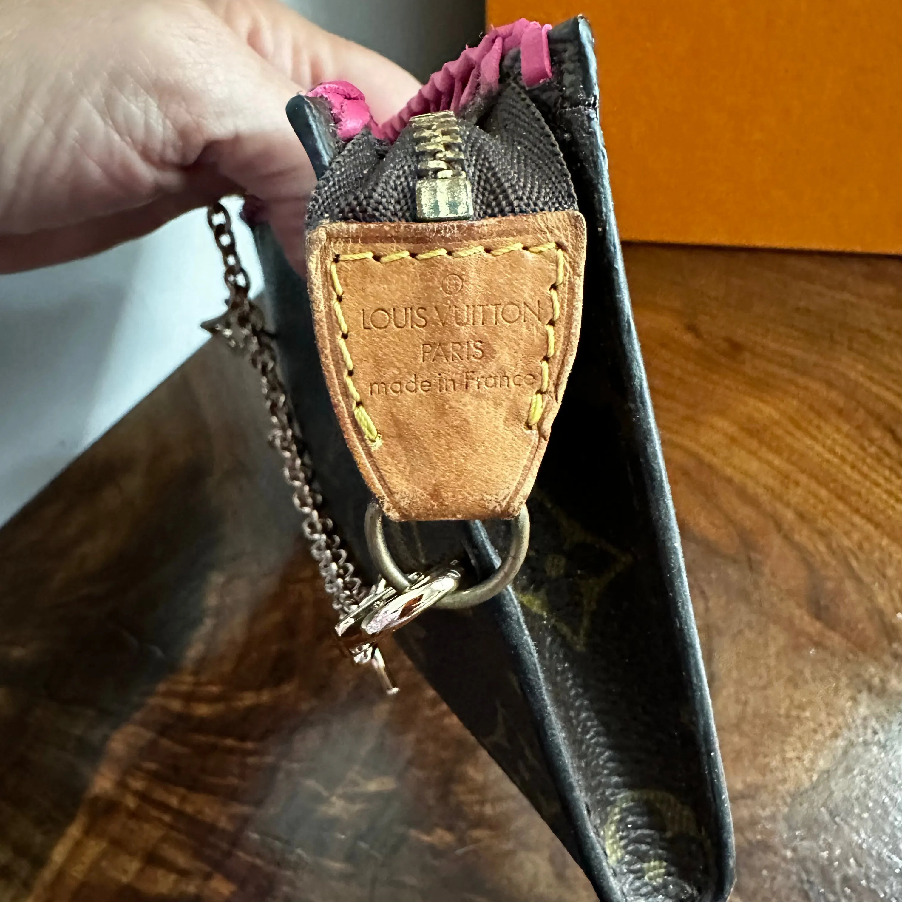 The Junco Wristlet - Vintage Monogram in Hot Pink