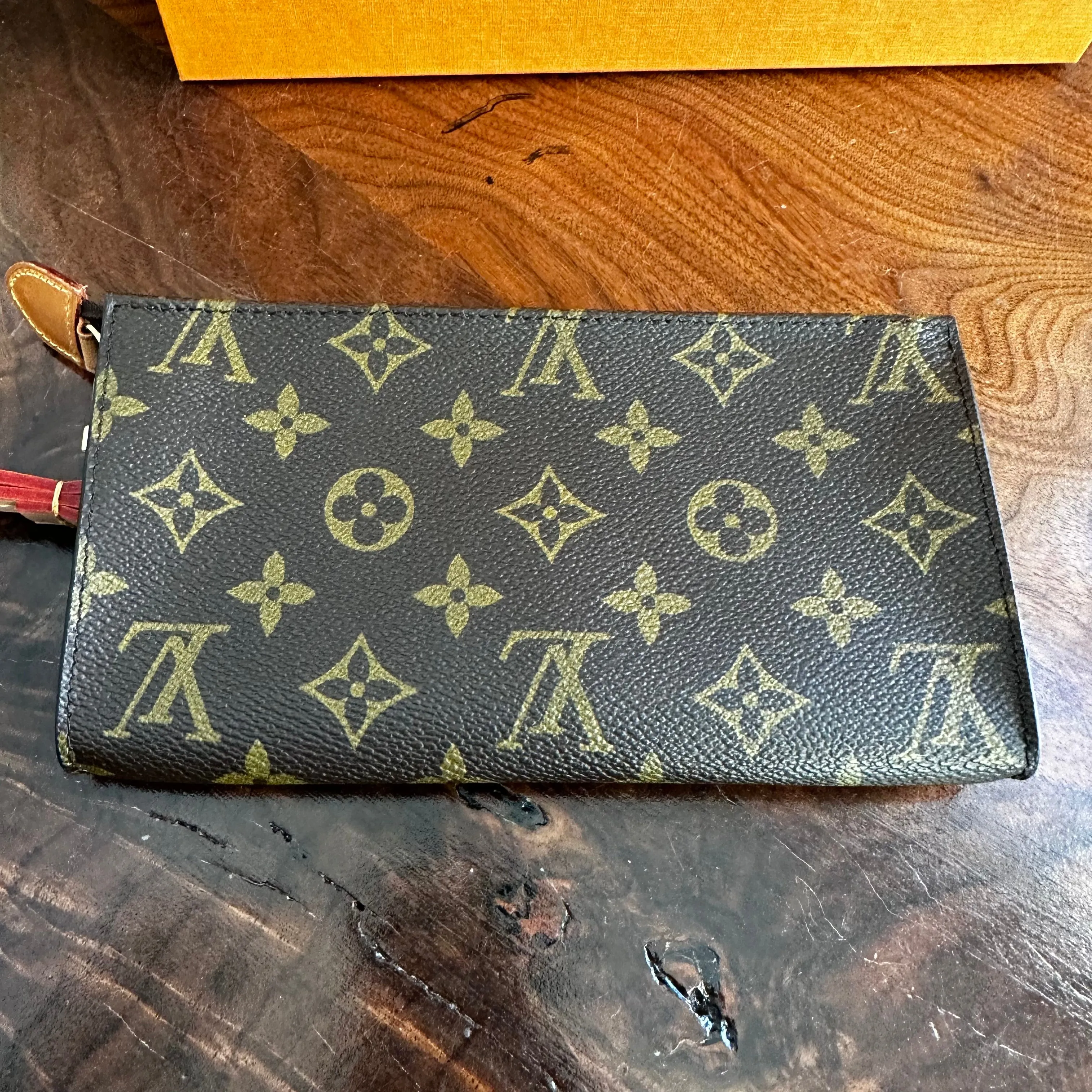 The Junco Wristlet - Vintage Monogram in Vachetta
