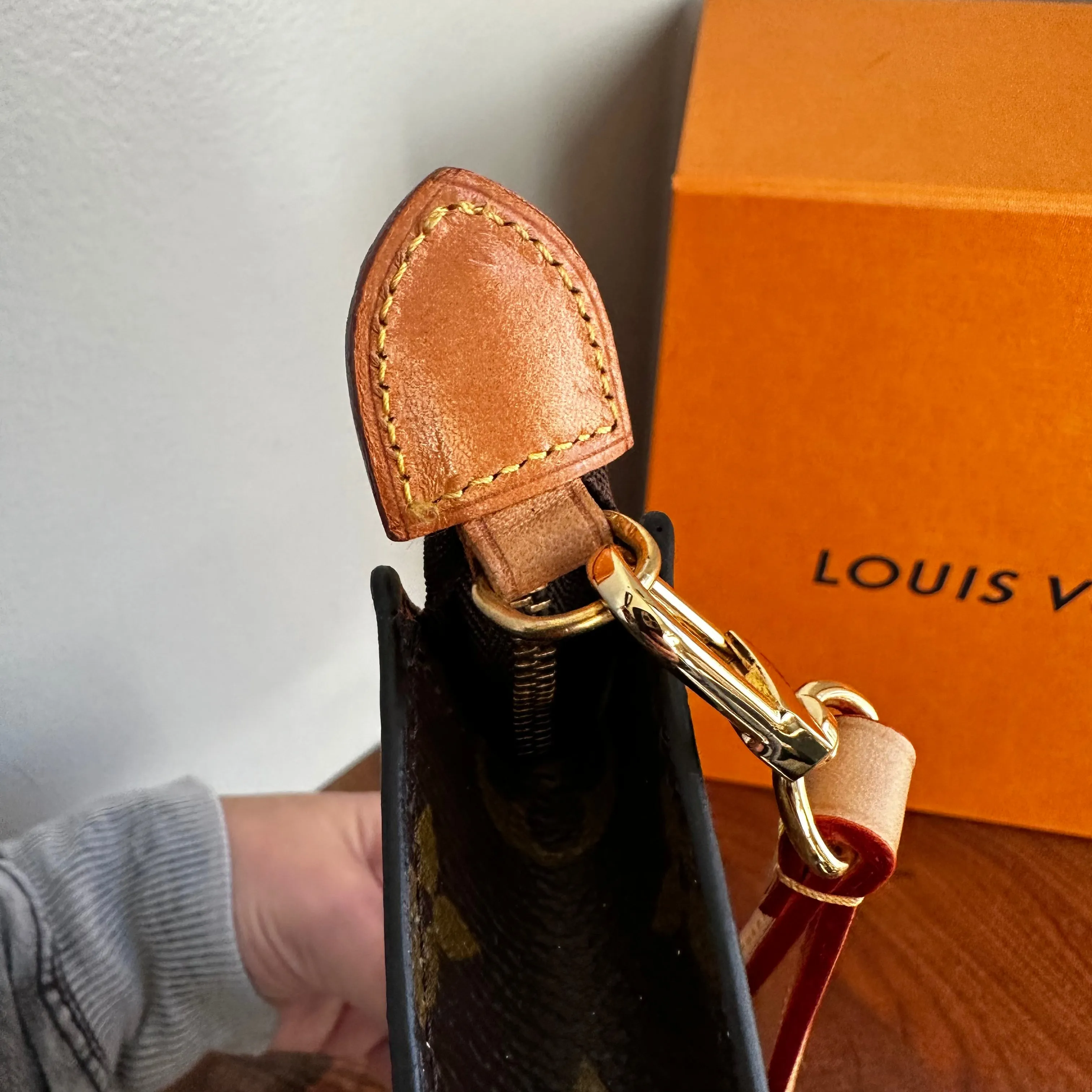 The Junco Wristlet - Vintage Monogram in Vachetta