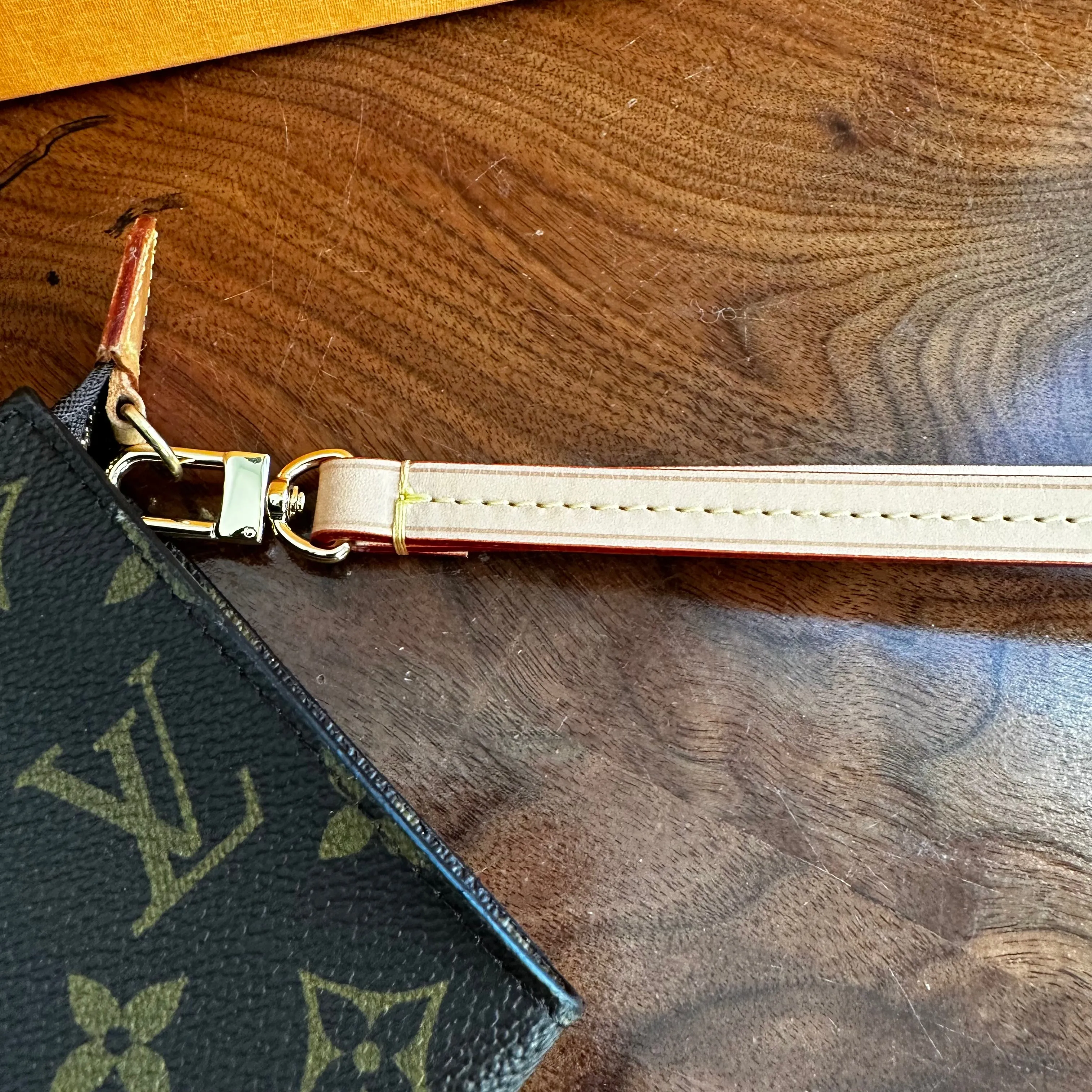 The Junco Wristlet - Vintage Monogram in Vachetta