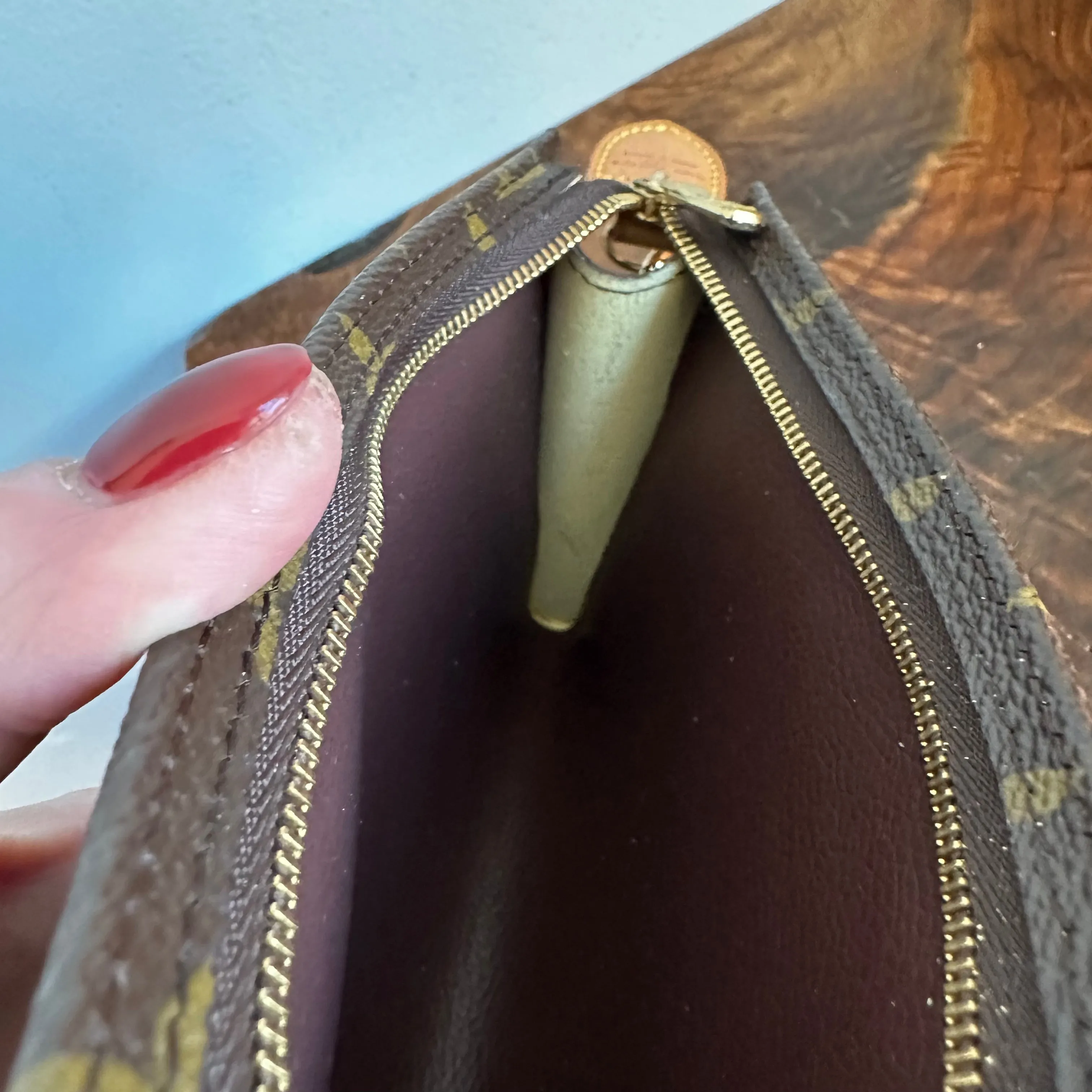 The Junco Wristlet - Vintage Monogram in Vachetta