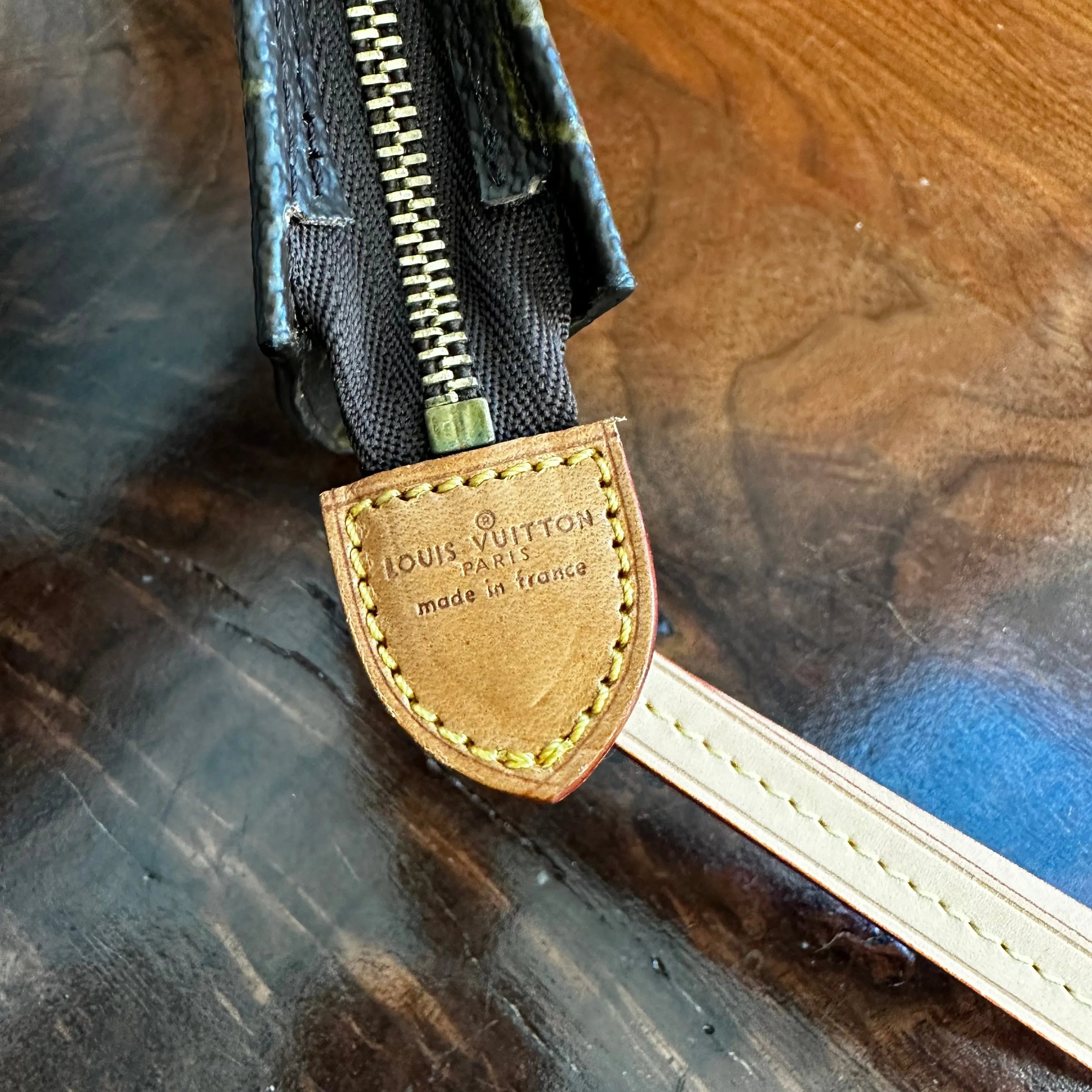The Junco Wristlet - Vintage Monogram in Vachetta
