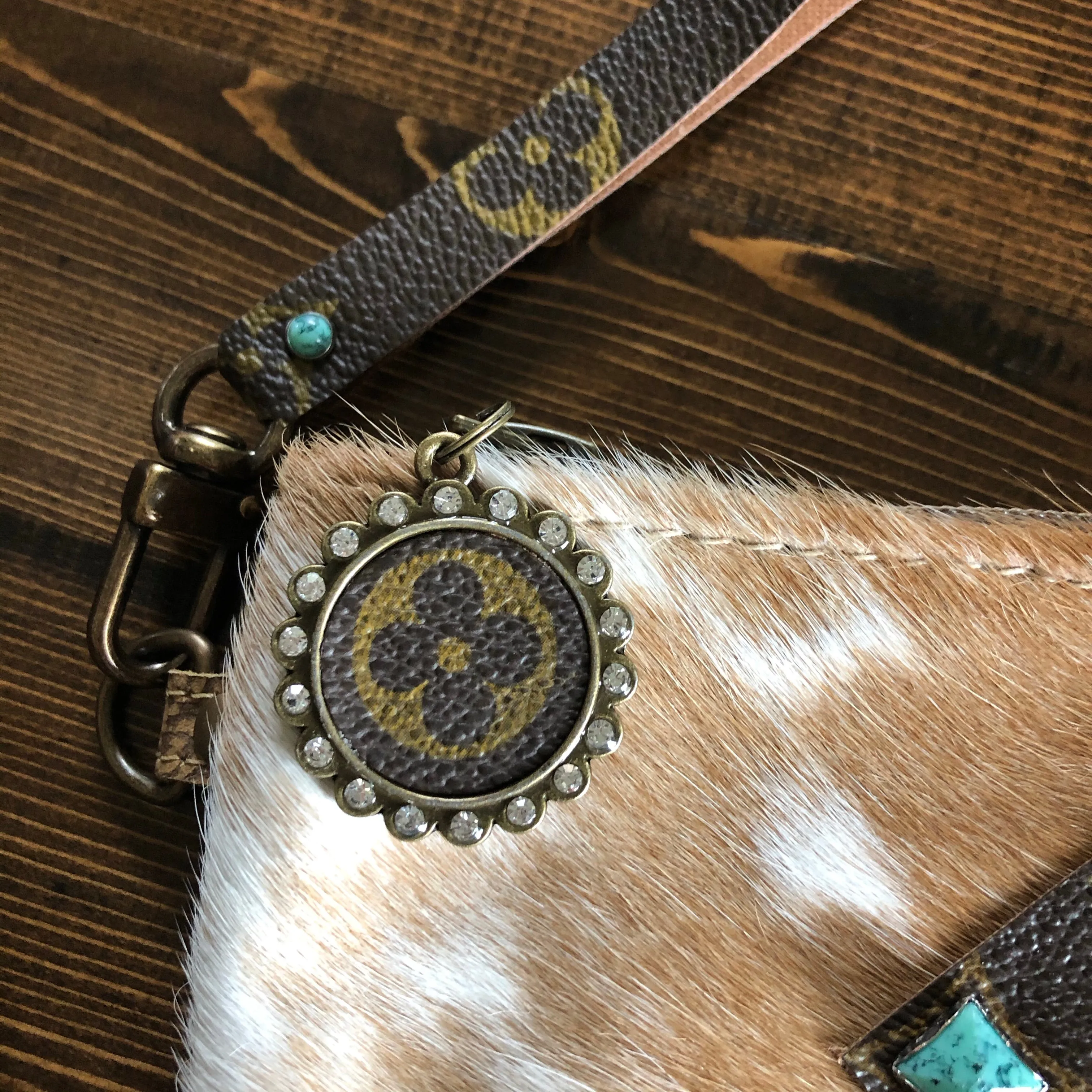 The Mockingbird - Hair on Hide Wristlet Bag - Blue/Green Turquoise